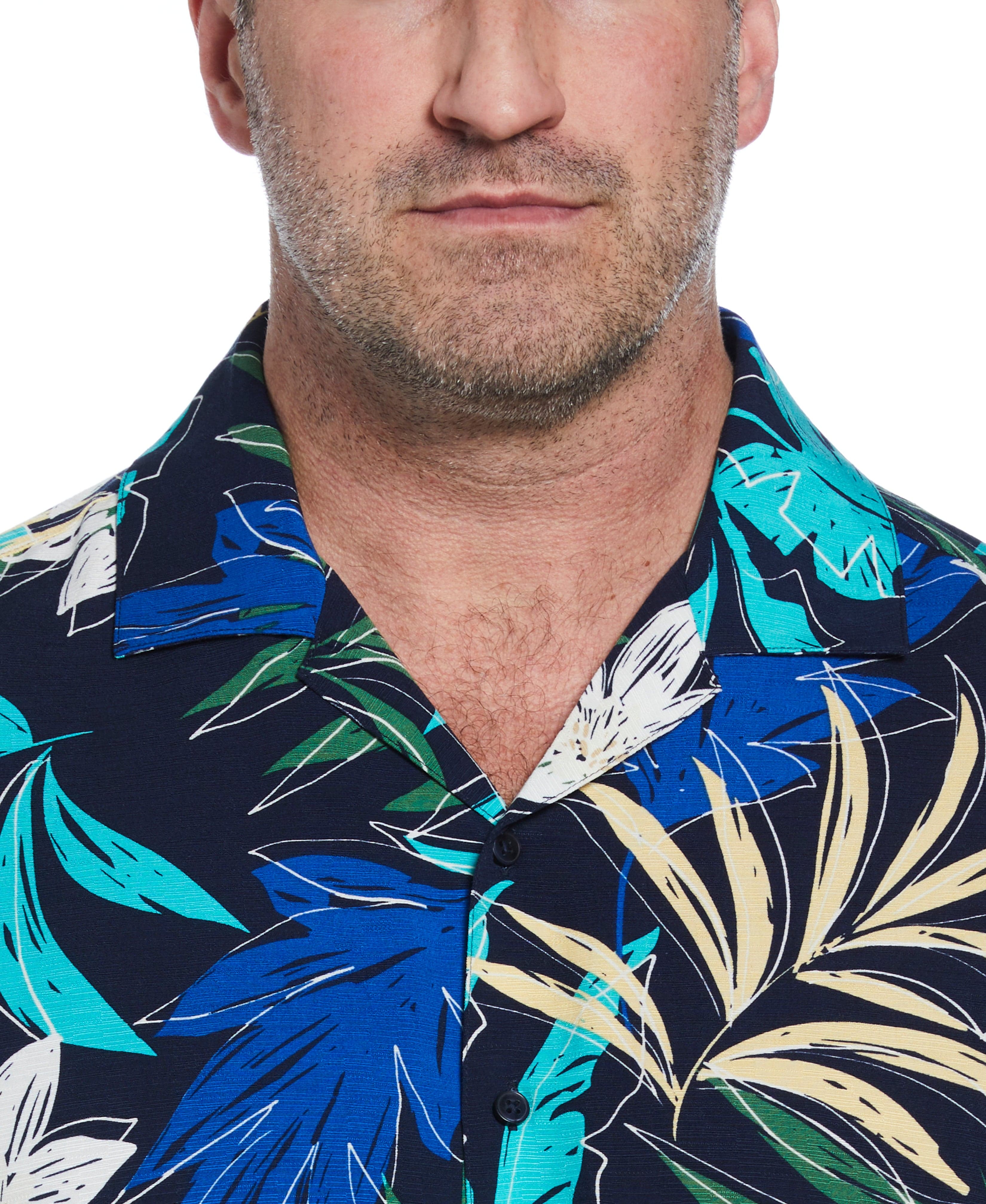 Big & Tall All-Over Tropical Print Shirt - Image 4