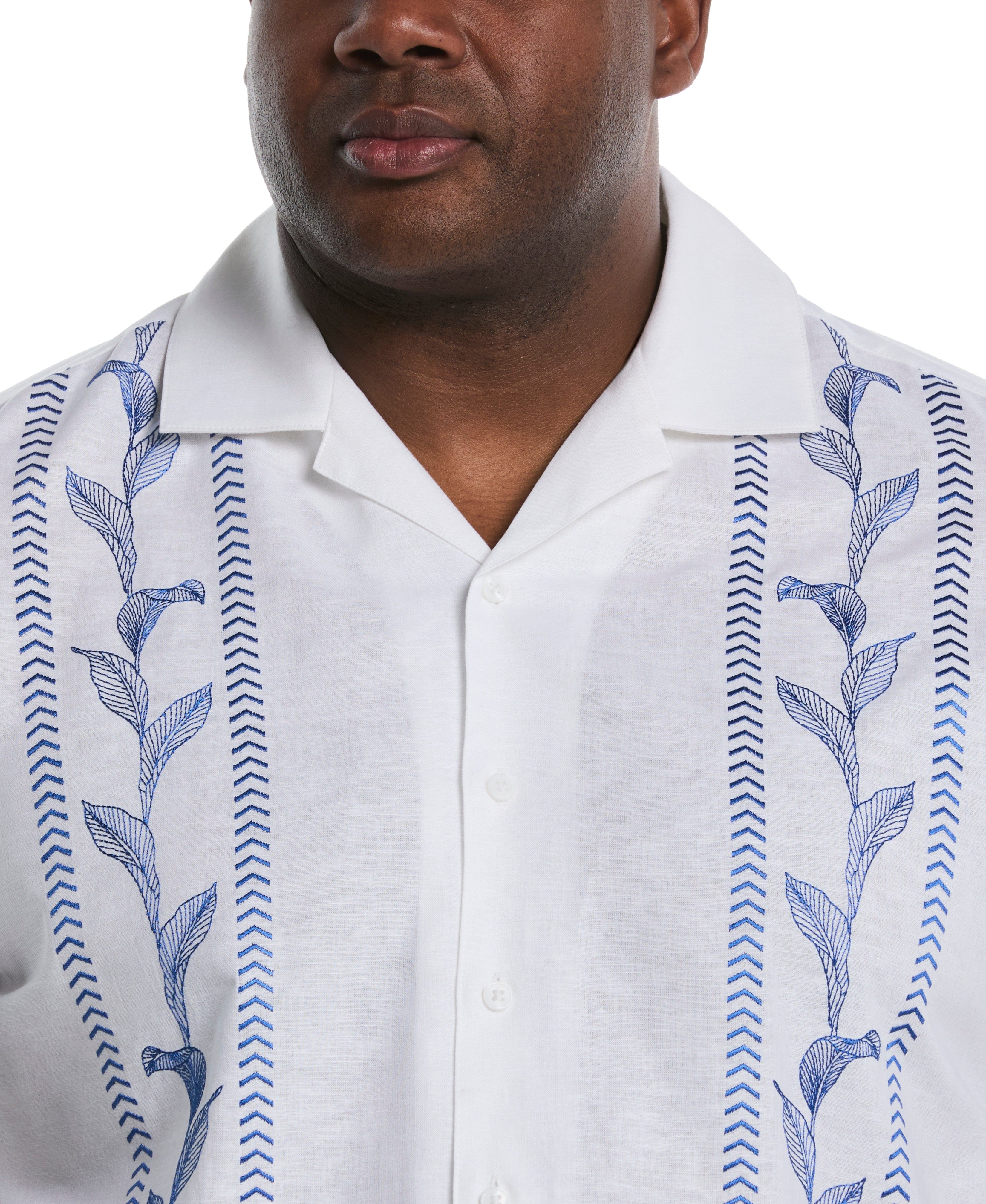 Big & Tall Embroidery Leaf Panel Shirt - Image 4