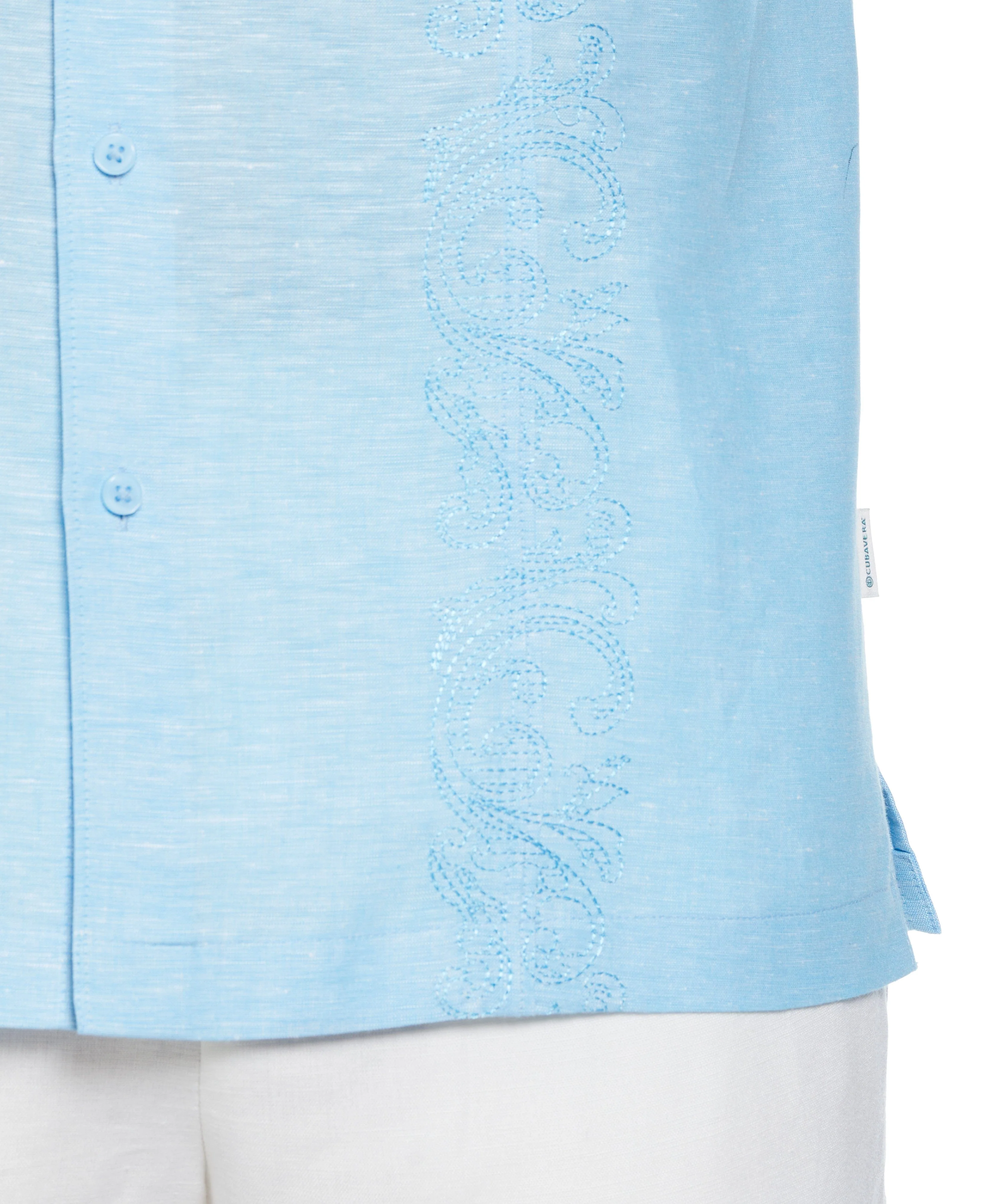 Big & Tall Linen Blend Pintuck Embroidery Shirt - Image 4
