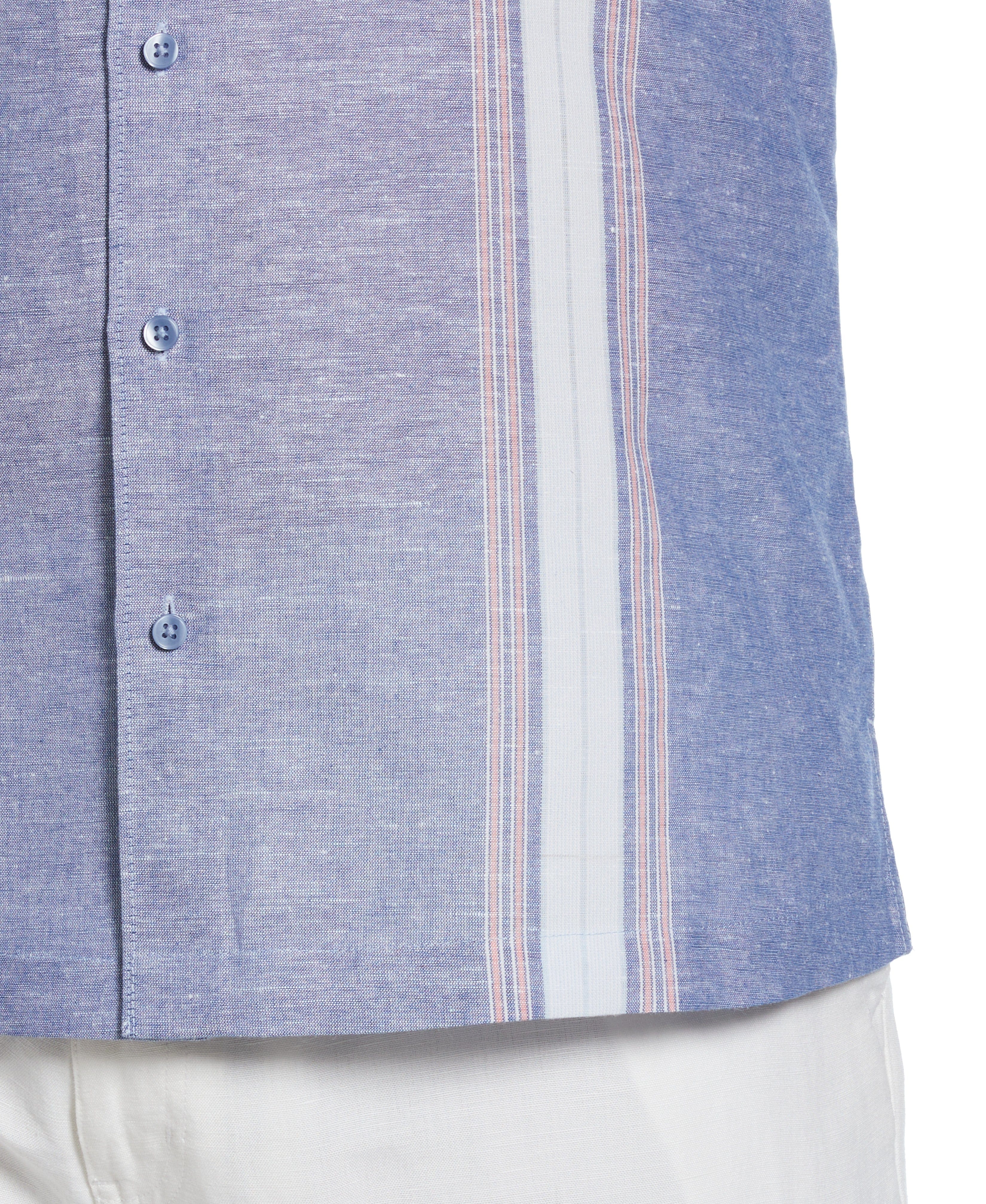 Big & Tall Linen Blend Textured Panel Shirt - Image 3