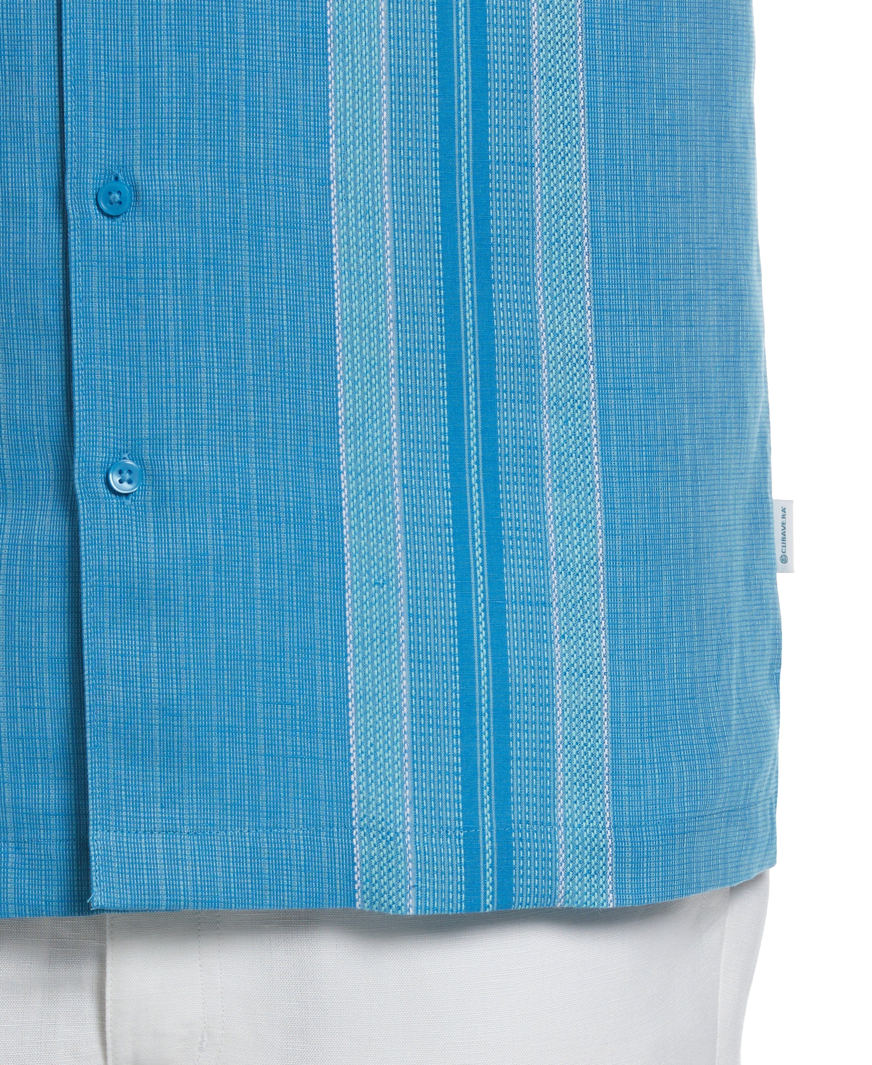 Big & Tall Linen Blend Yarn Dye Panel Shirt - Image 3