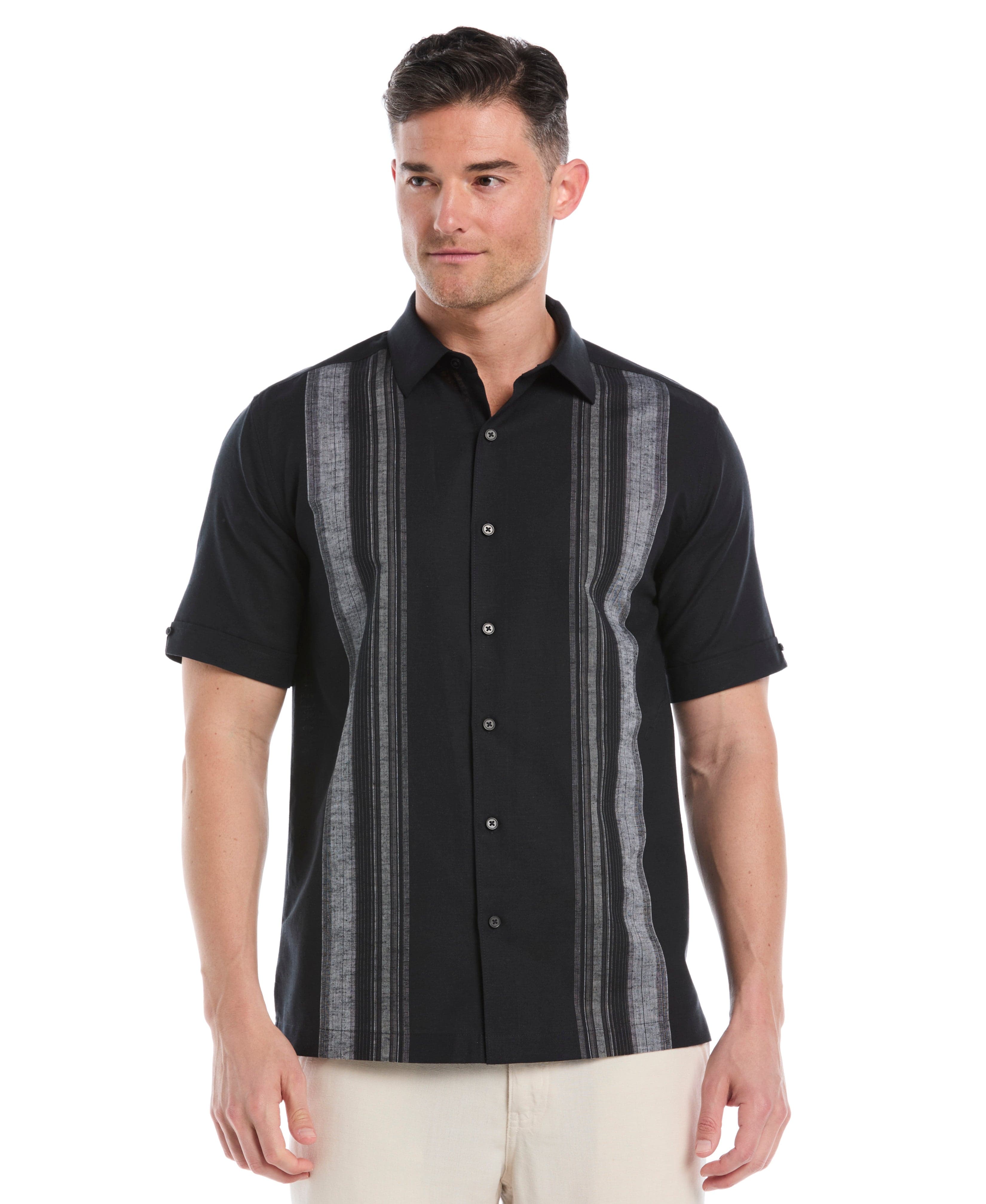 Big & Tall Linen Blend Yarn Dye Panel Shirt - Image 14