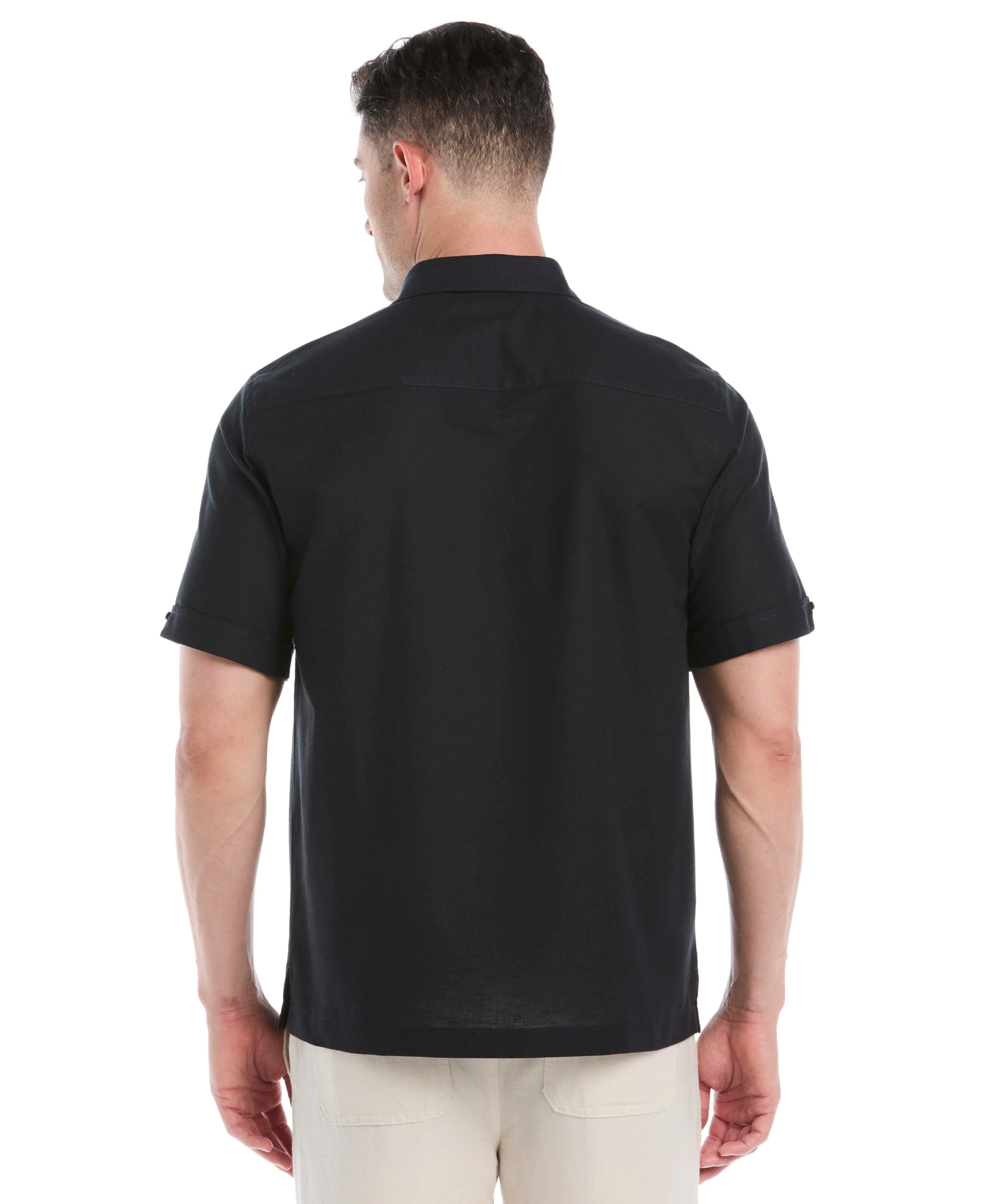 Big & Tall Linen Blend Yarn Dye Panel Shirt - Image 15