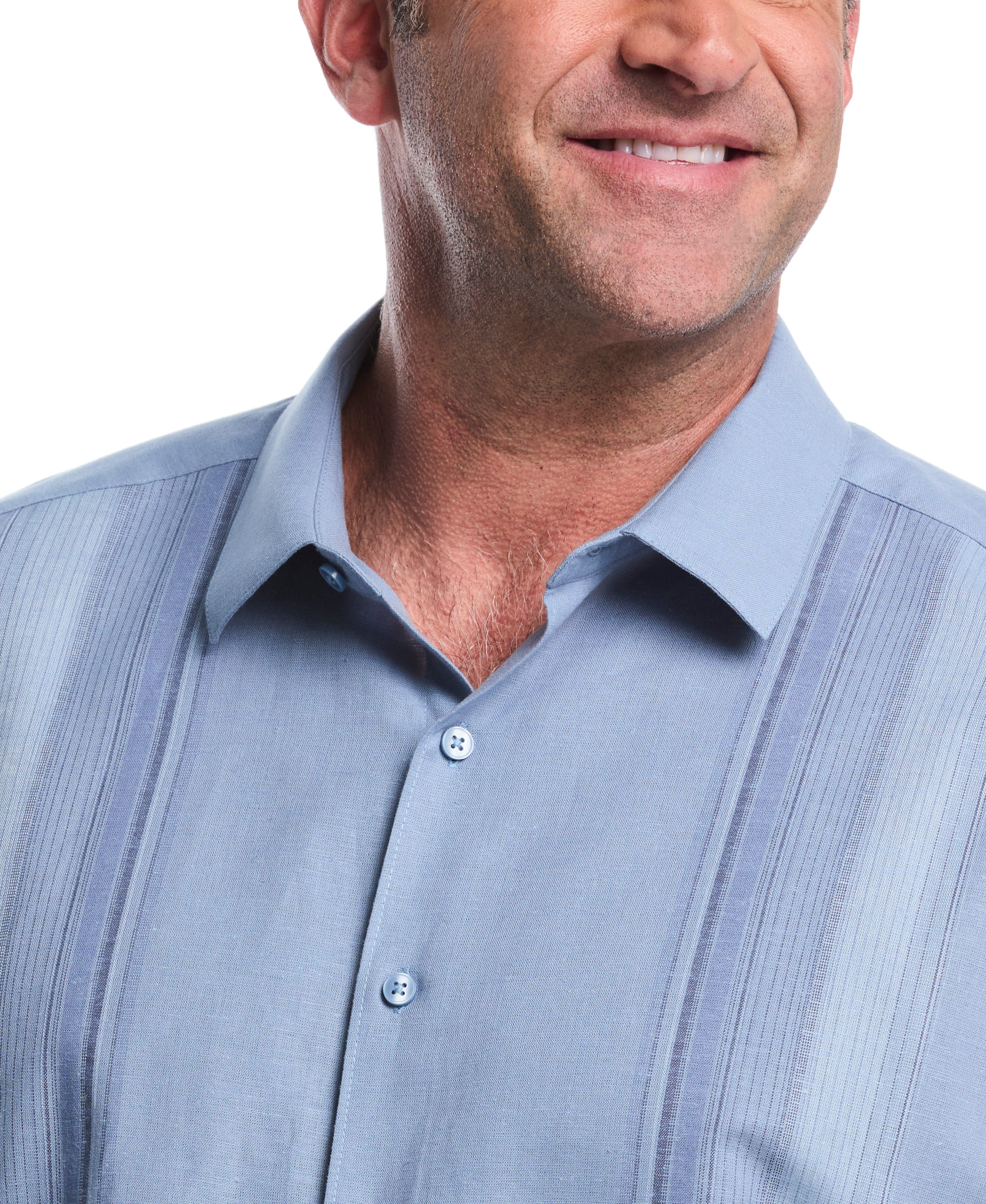 Big & Tall Linen Blend Yarn Dye Panel Shirt - Image 6