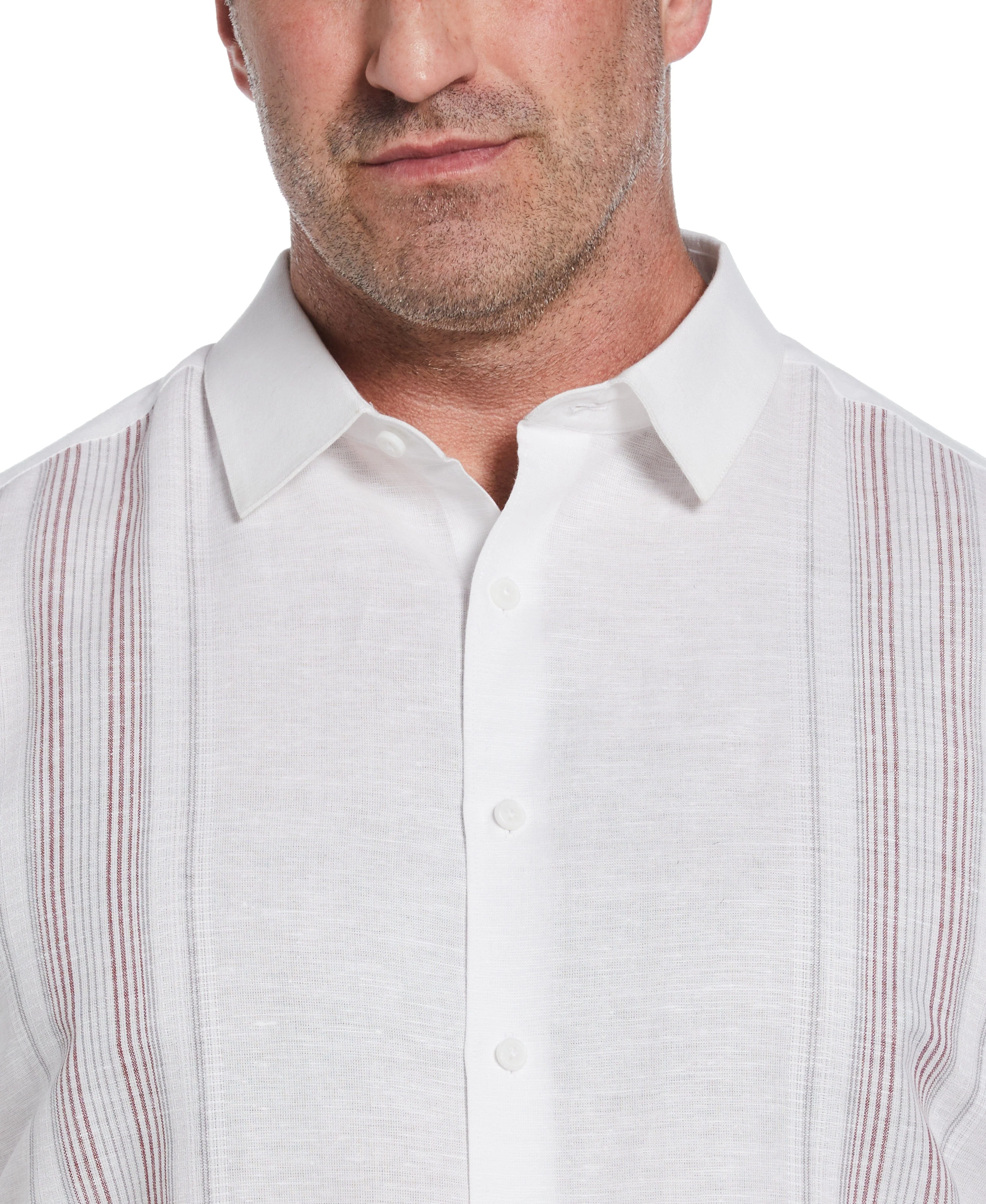 Big & Tall Linen Blend Yarn Dyed Panel Shirt - Image 4
