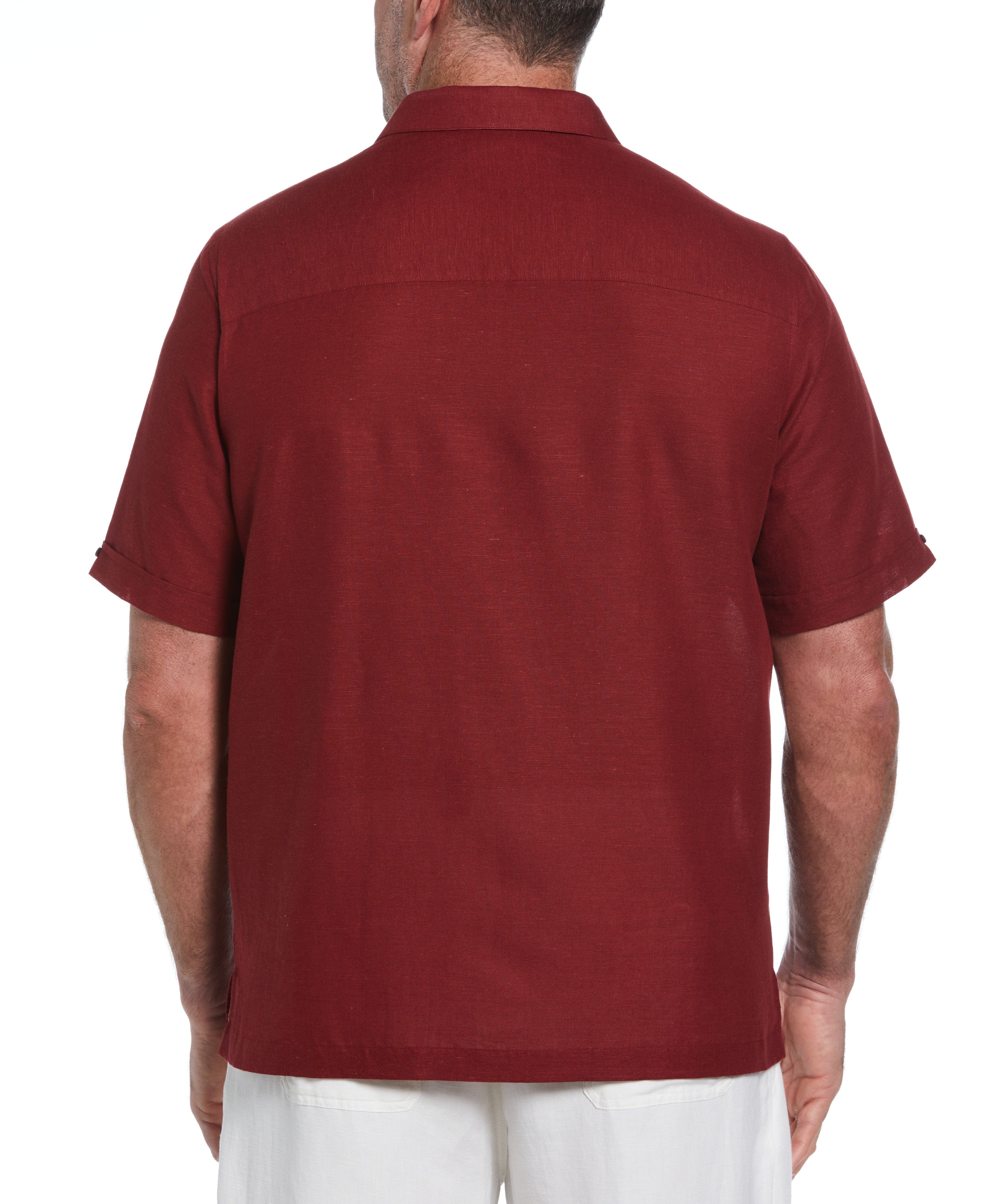 Big & Tall Linen Blend Yarn Dyed Panel Shirt - Image 7