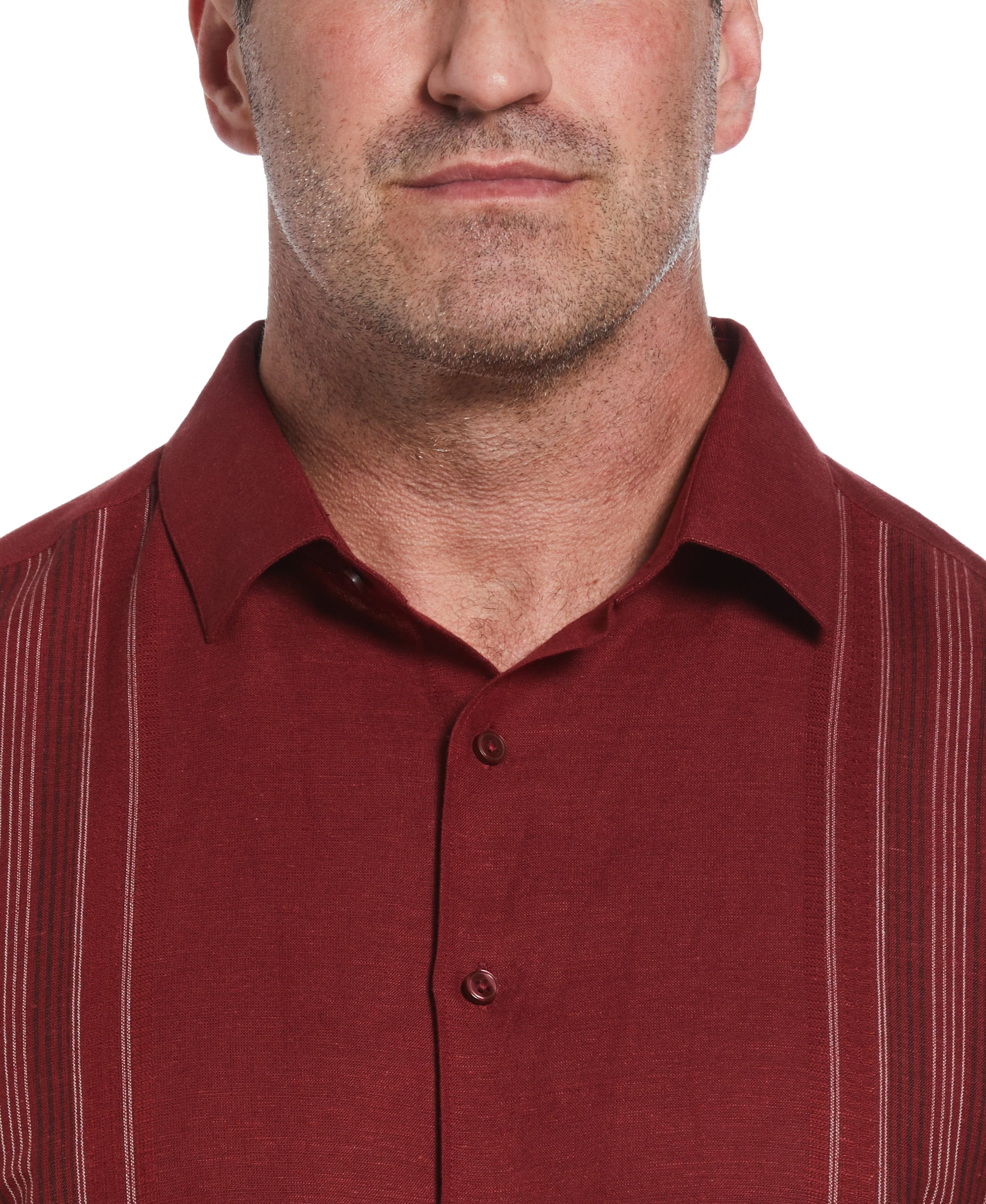 Big & Tall Linen Blend Yarn Dyed Panel Shirt - Image 9