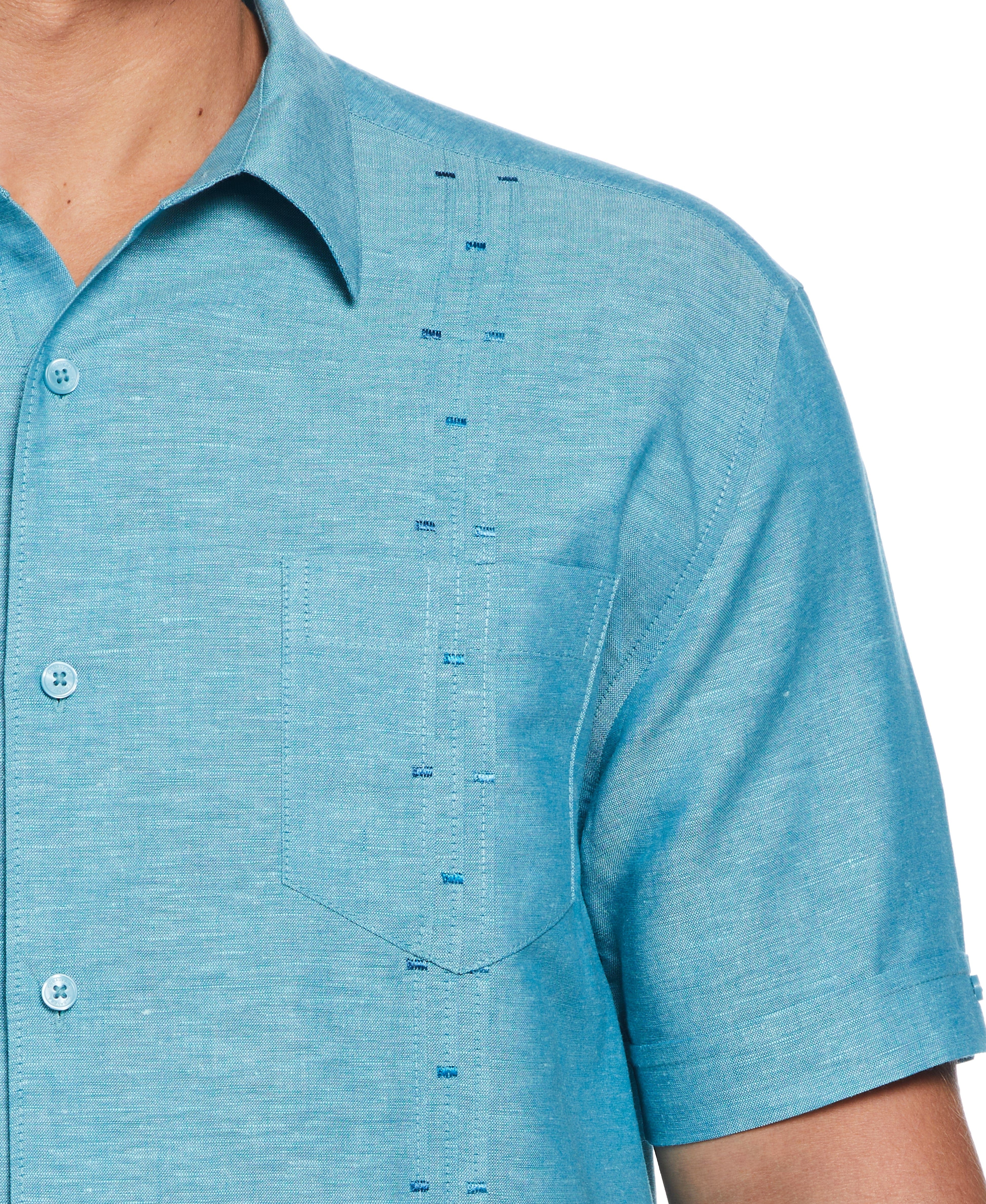 Fashion Four Pocket Linen-Blend Guayabera Shirt - Image 3