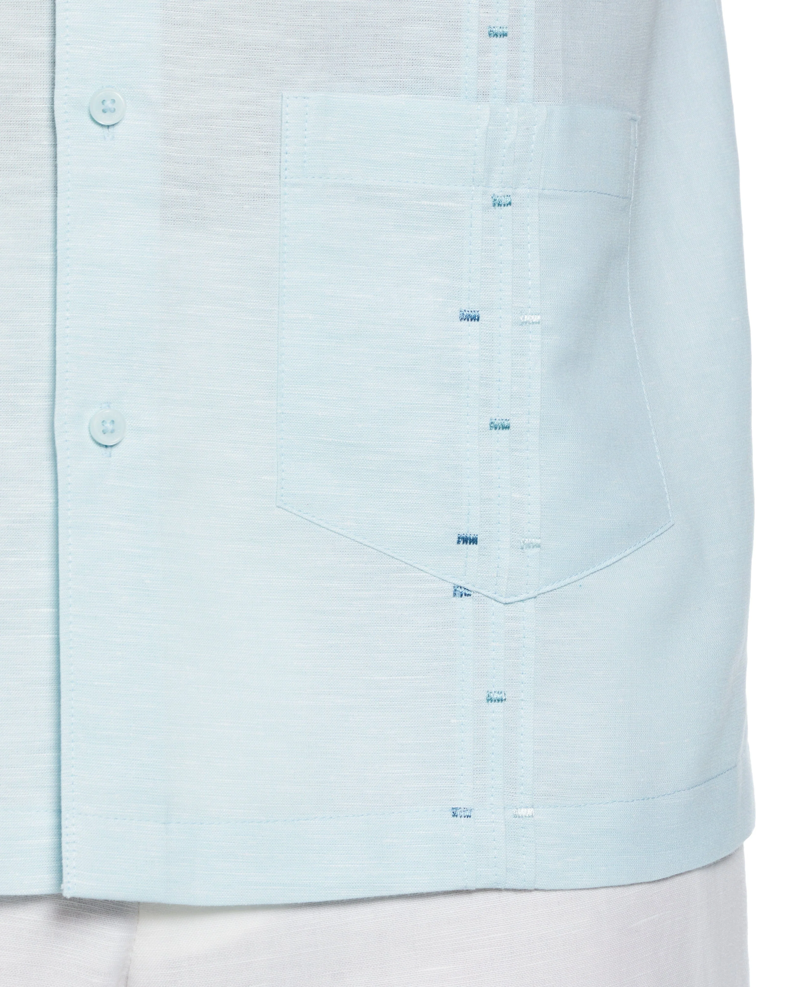 Fashion Four Pocket Linen-Blend Guayabera Shirt - Image 3