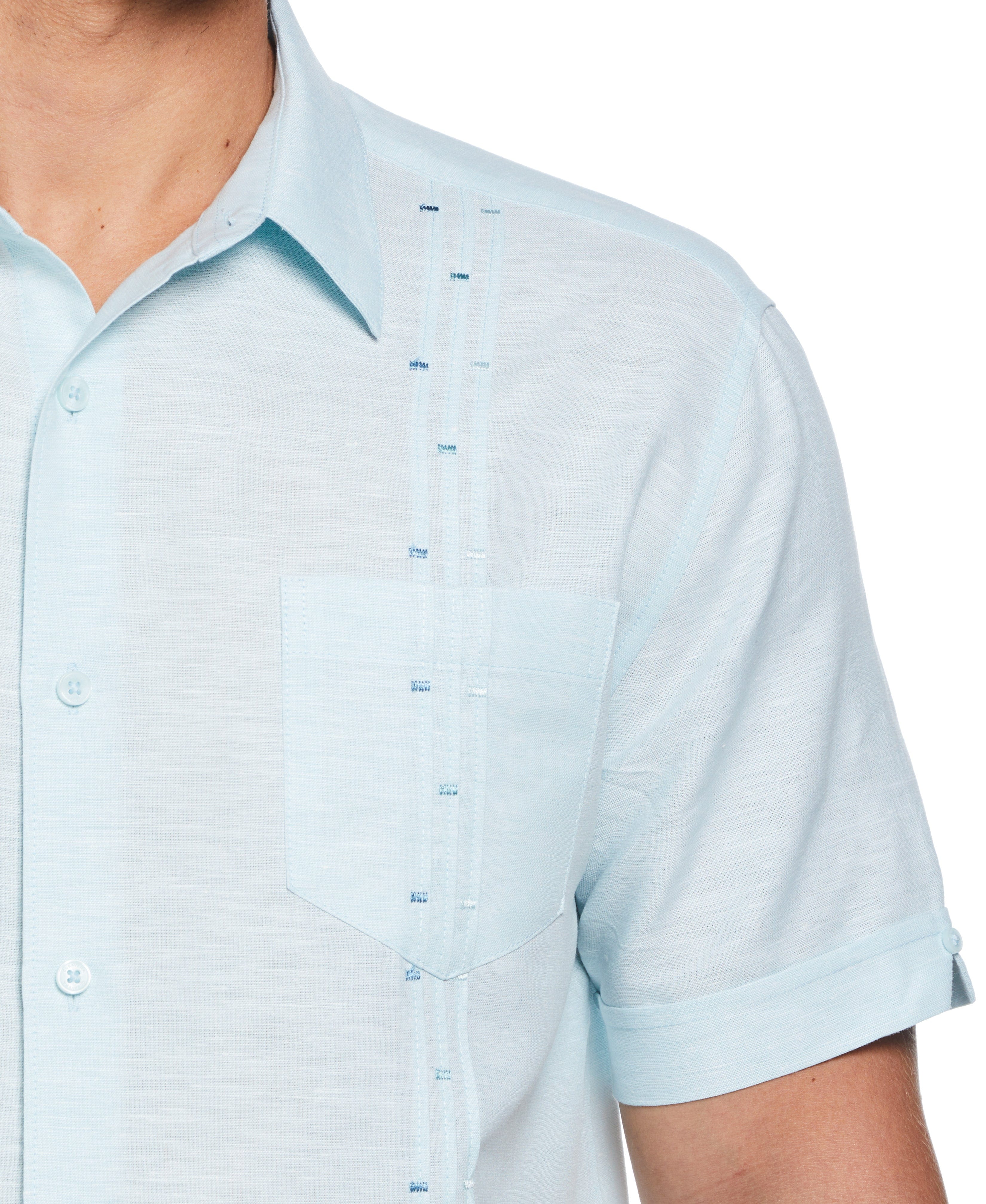 Fashion Four Pocket Linen-Blend Guayabera Shirt - Image 4