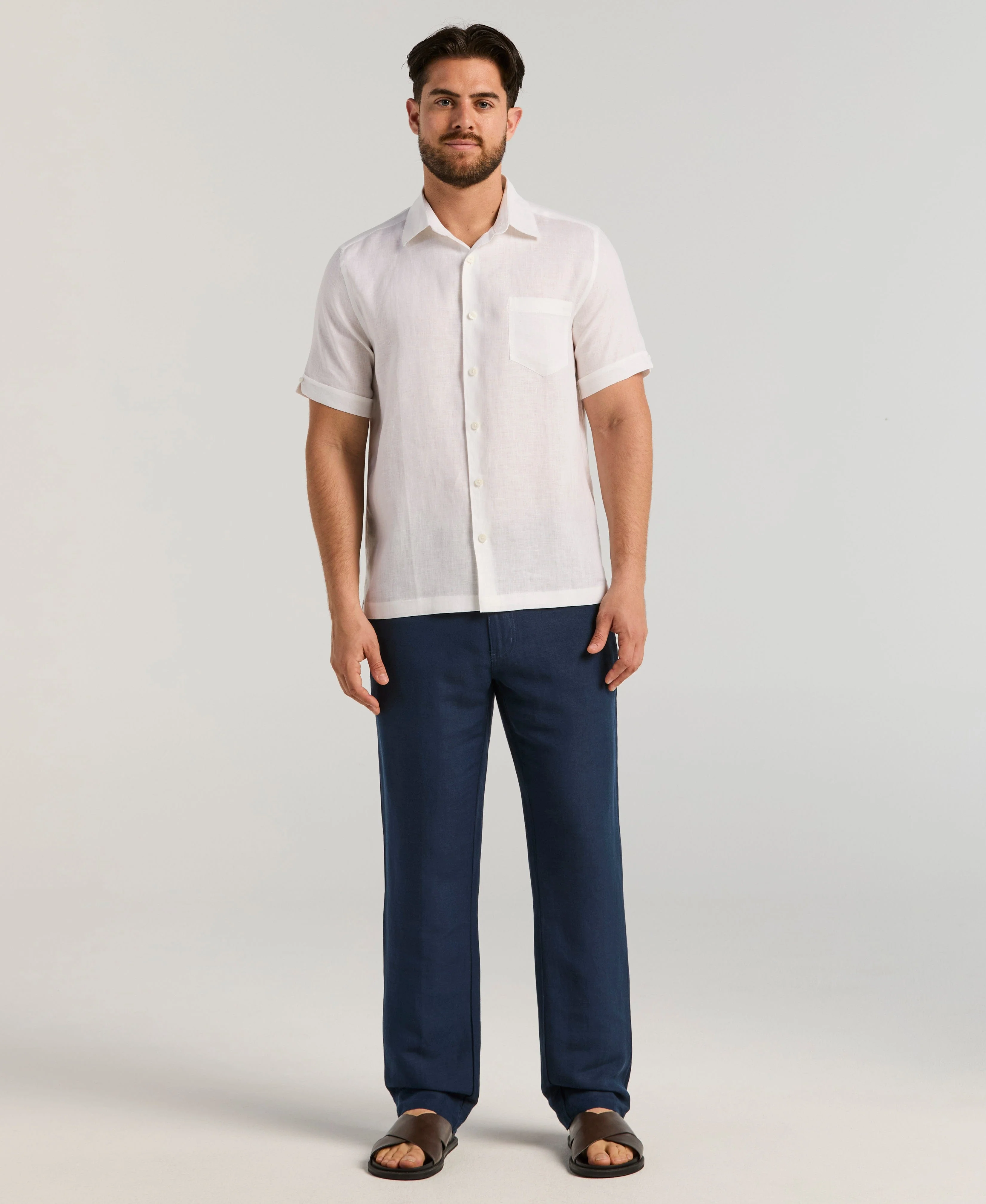 Classic Solid Linen Shirt - Image 3