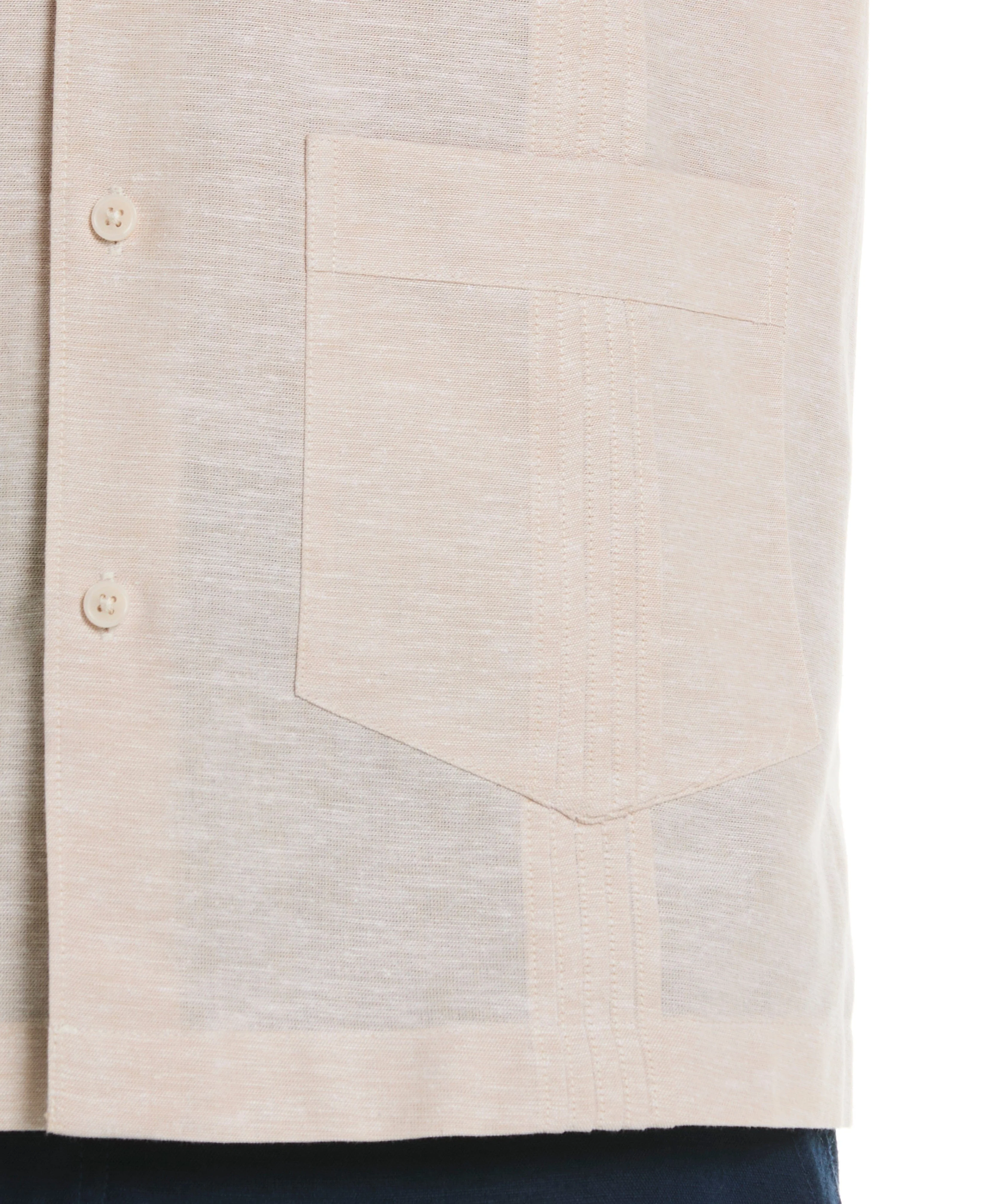 Linen Blend 4-Pocket Guayabera Shirt - Image 3