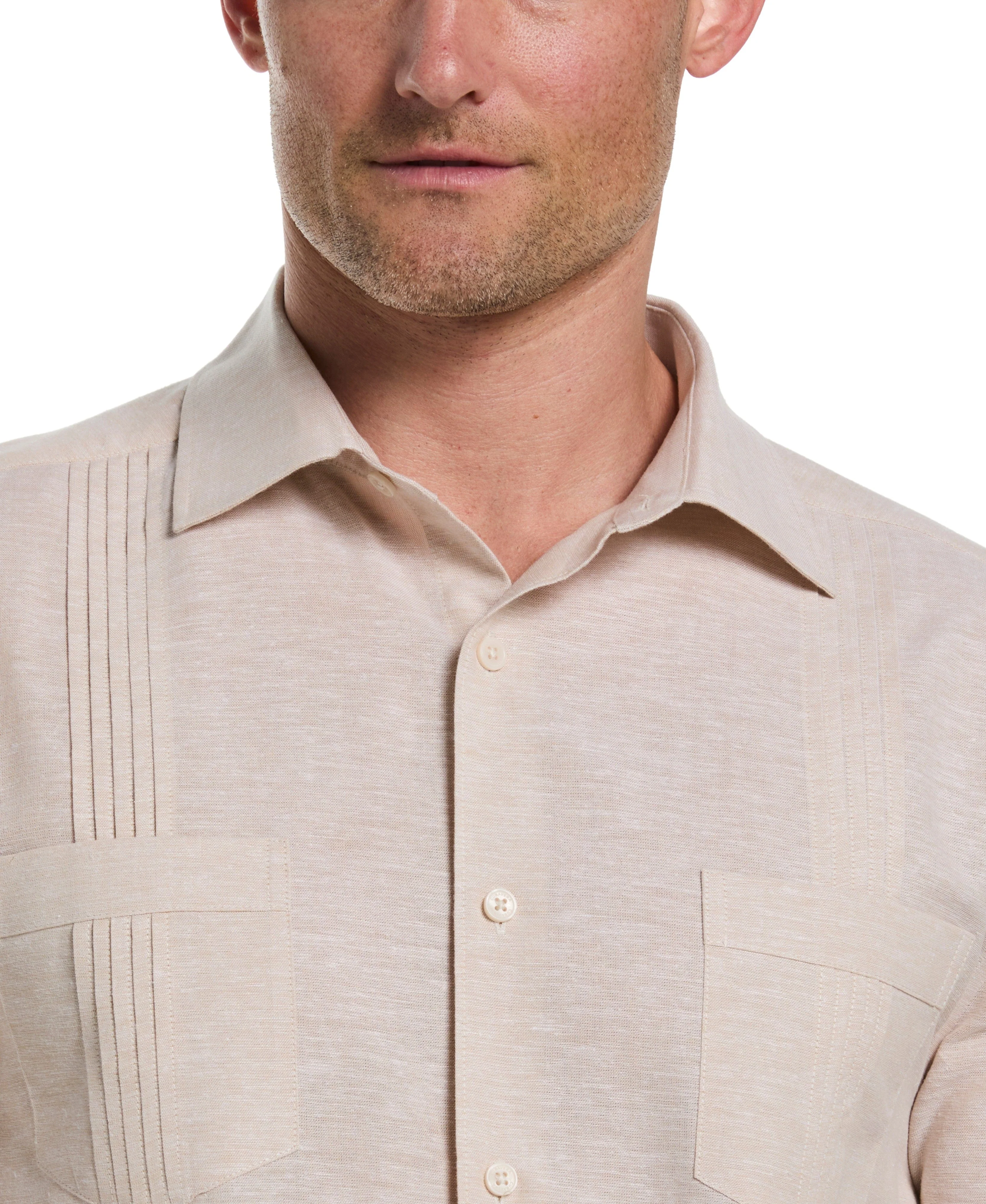 Linen Blend 4-Pocket Guayabera Shirt - Image 4