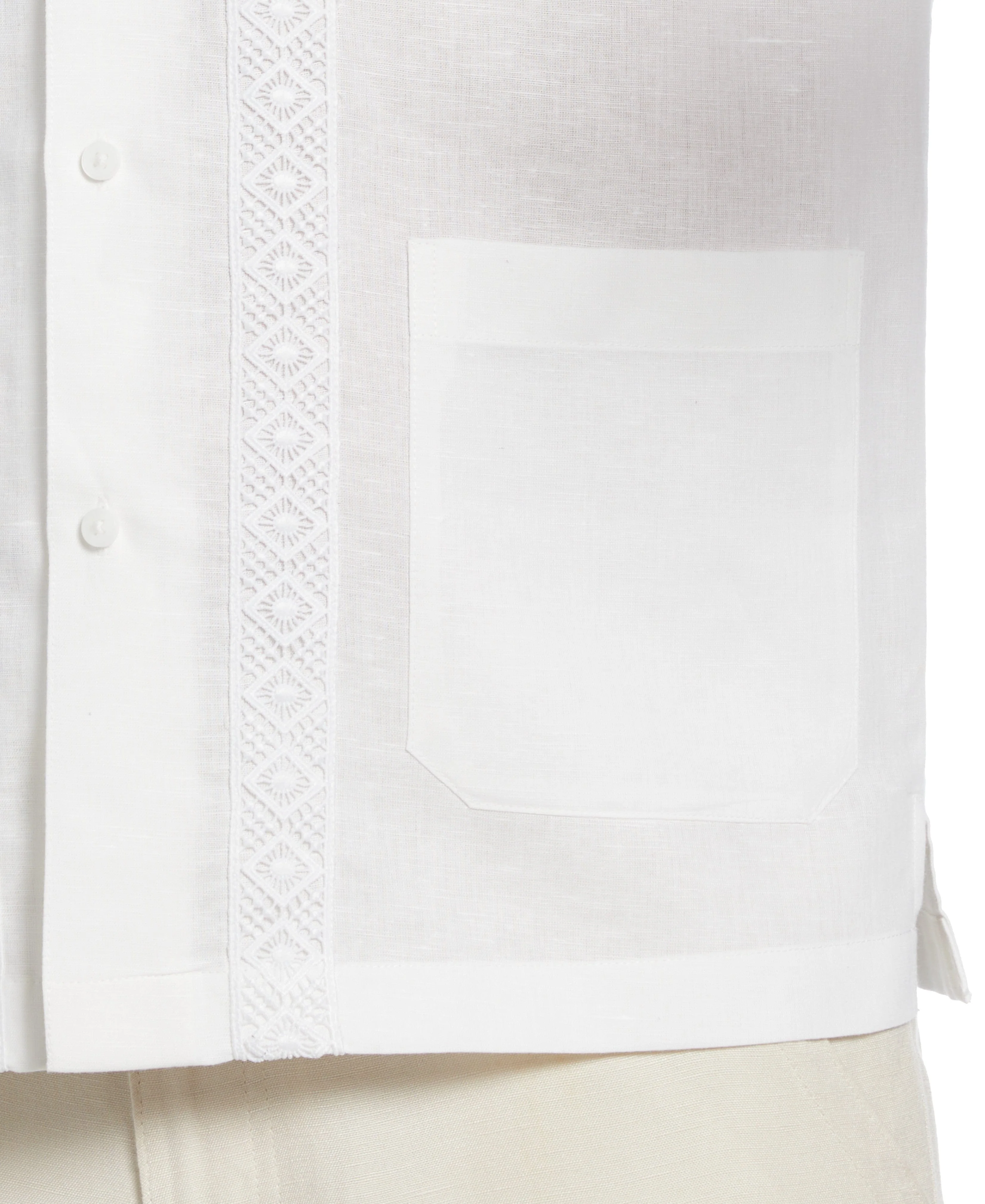 Linen-Blend Applique Panel Guayabera Shirt - Image 6
