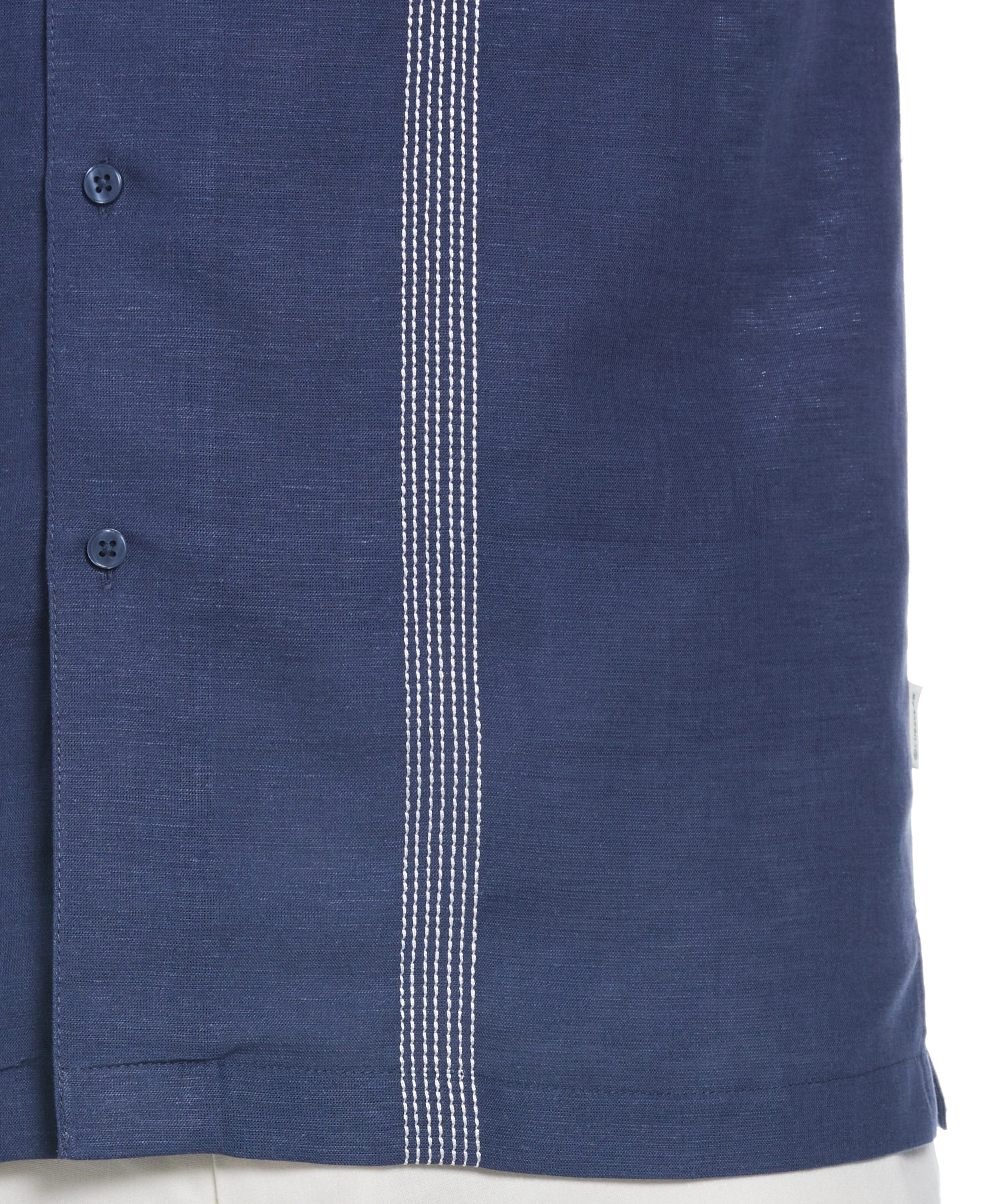 Big & Tall Linen Blend Asymmetrical Tropical Print Cuban Collar Shirt - Image 4