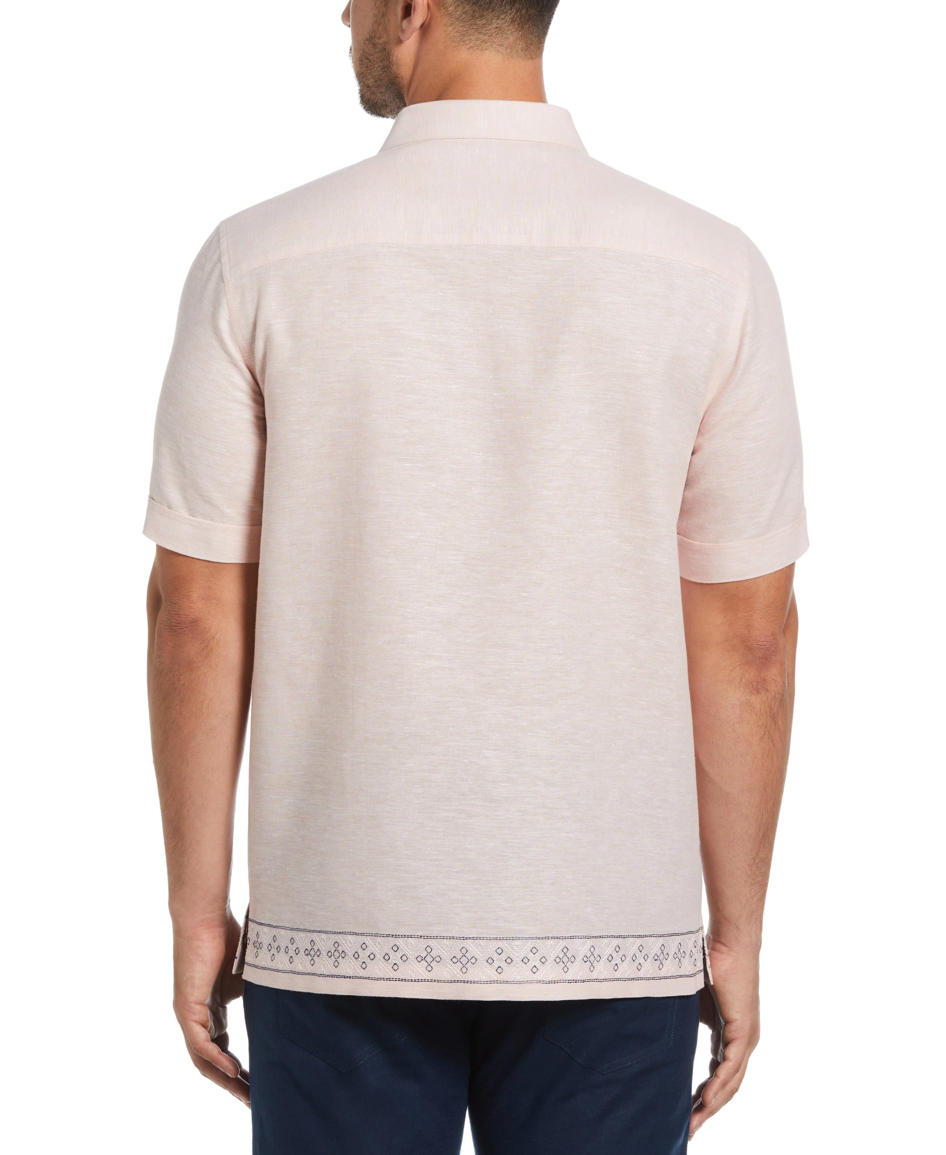 Linen Blend Embroidered Border Shirt - Image 3
