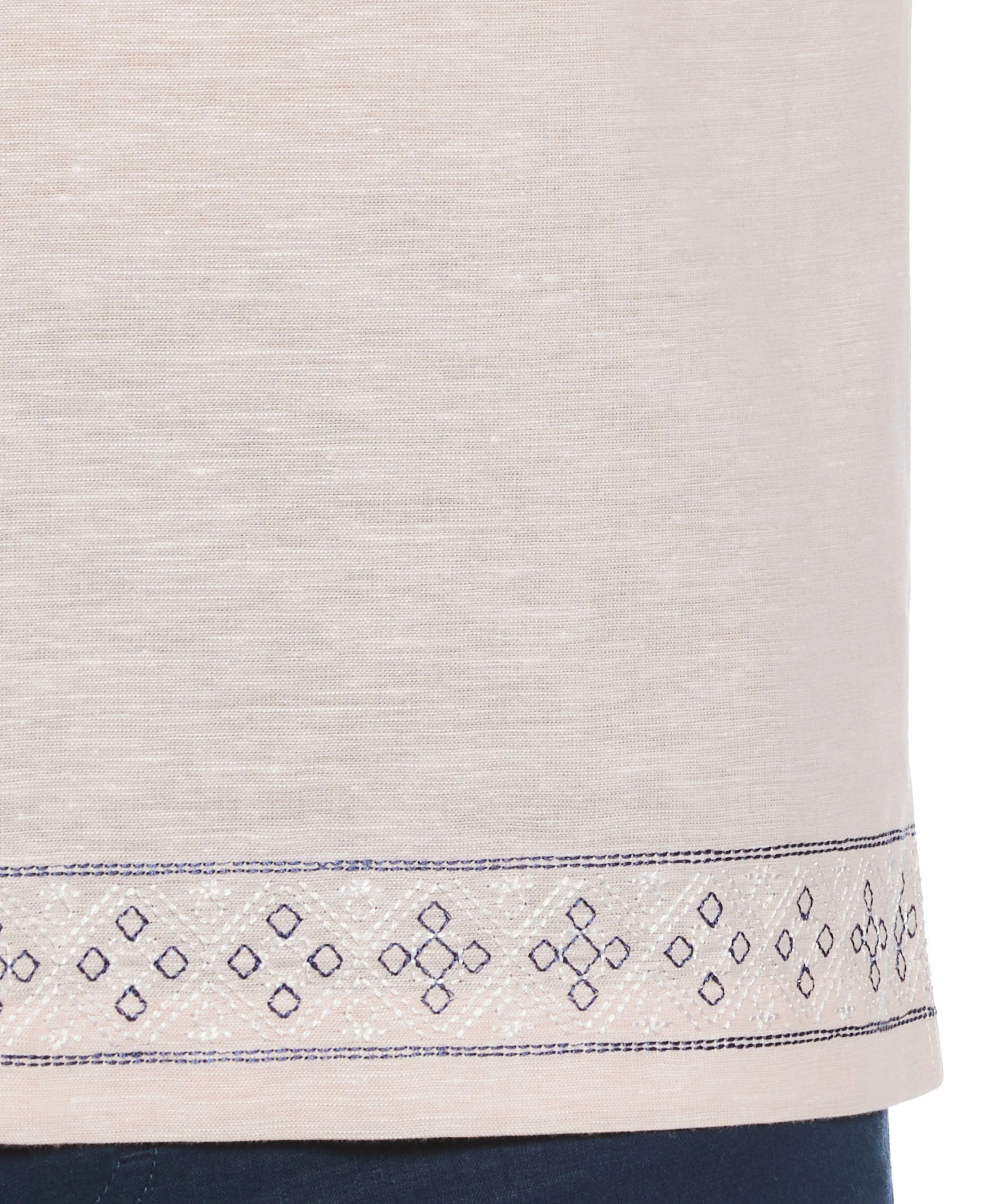 Linen Blend Embroidered Border Shirt - Image 5