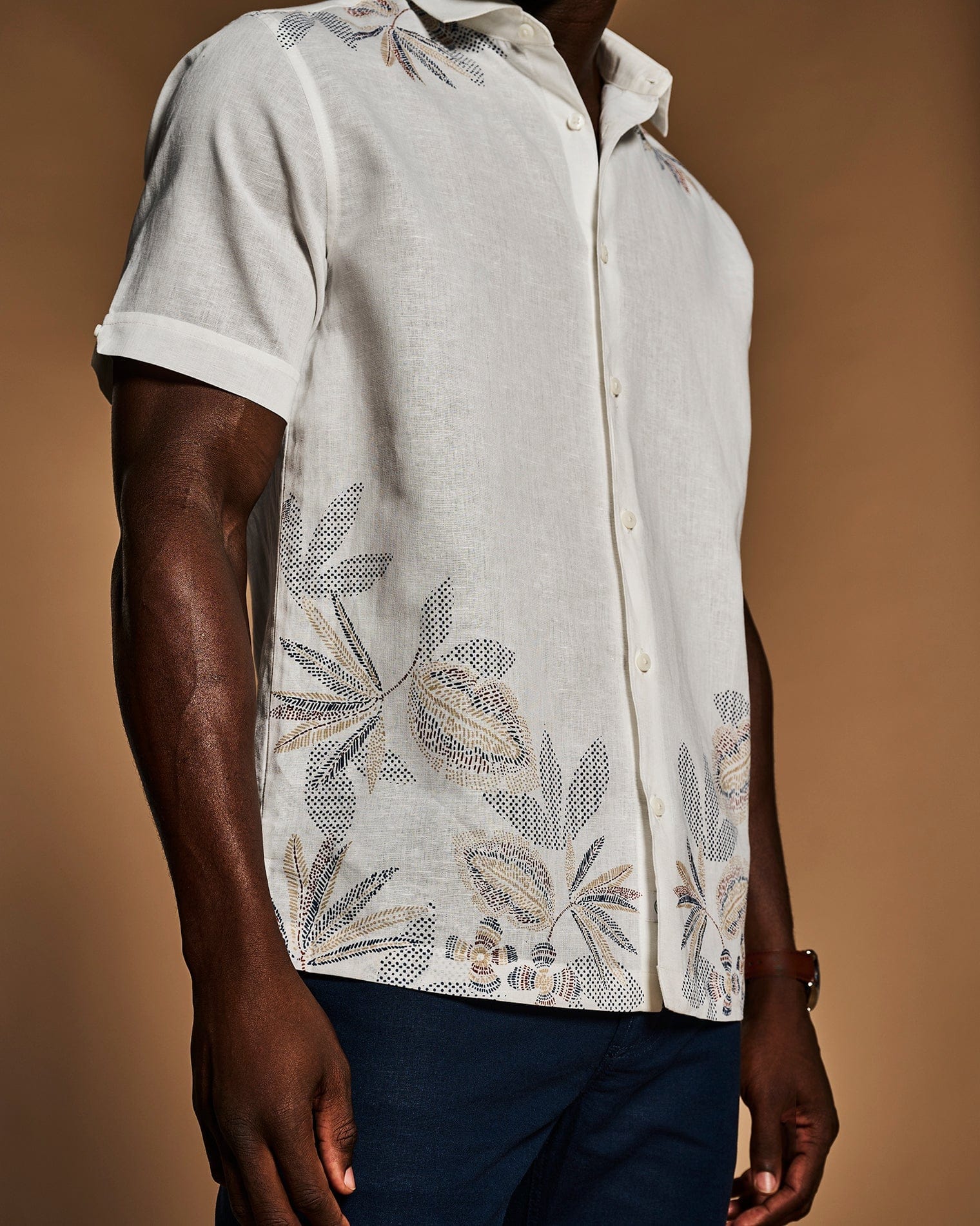 Linen Blend Engineered Floral Print Shirt - Image 7