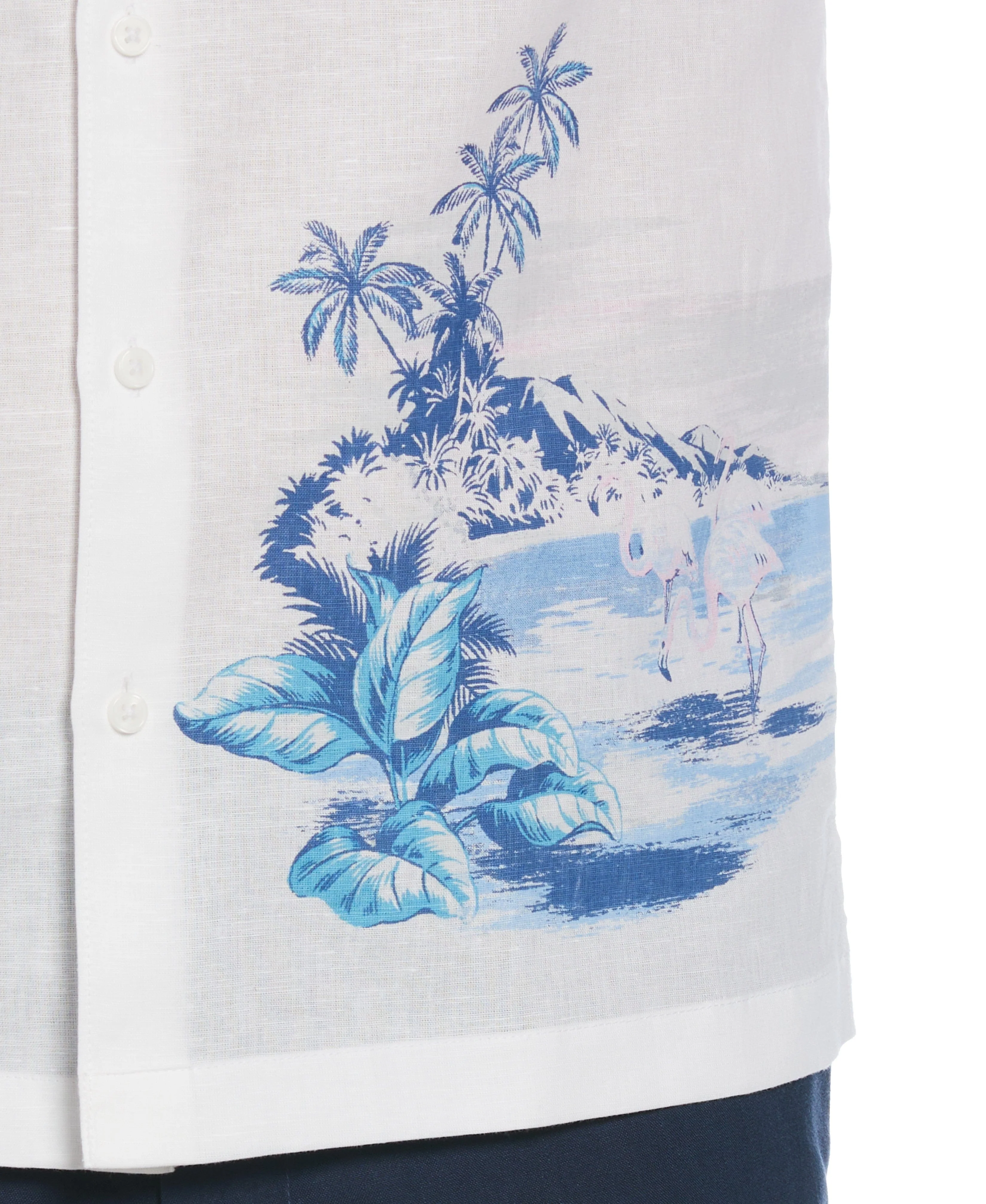 Linen Blend Flamingo Print Shirt - Image 5