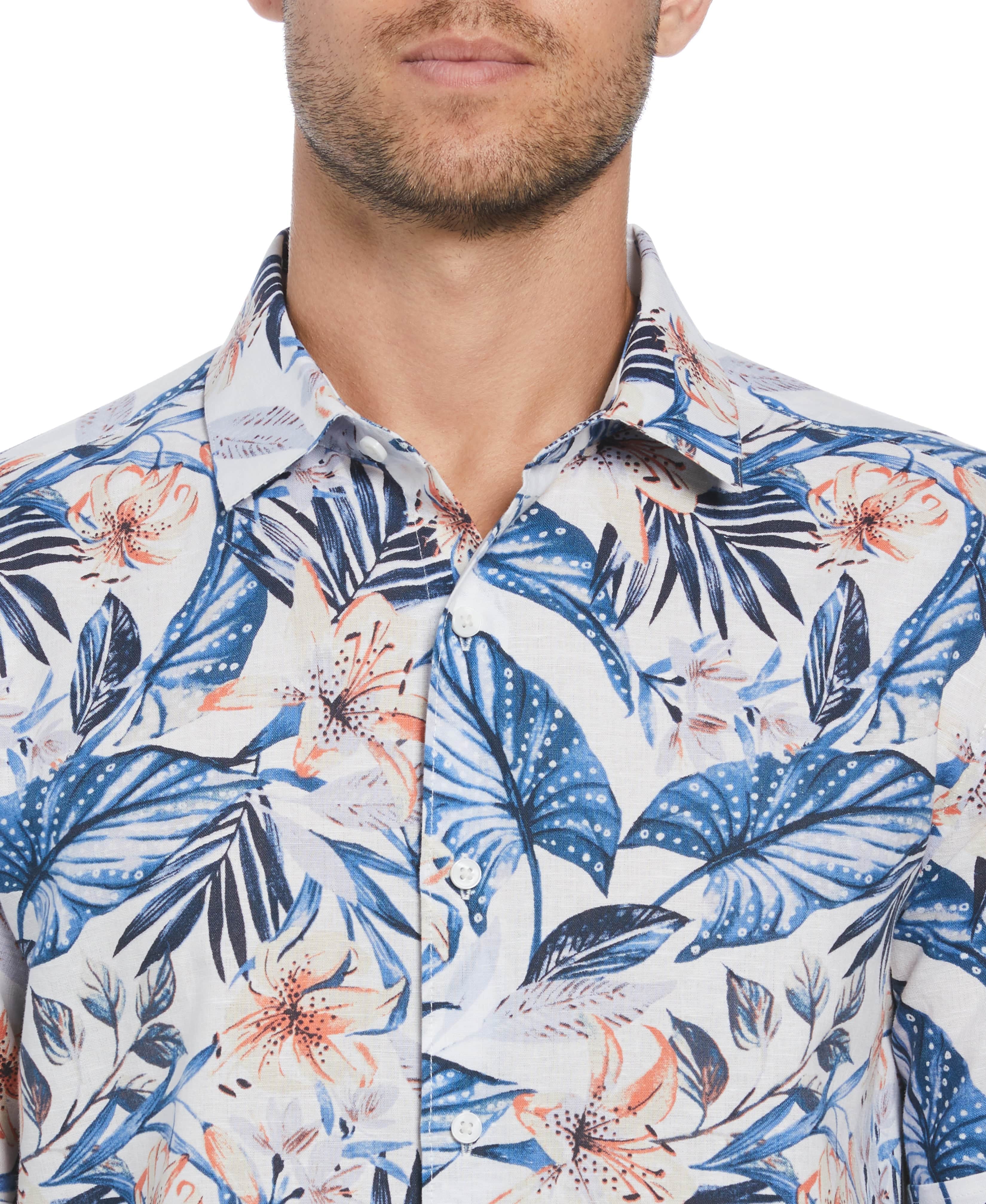 Linen Blend Floral Print Shirt - Image 3