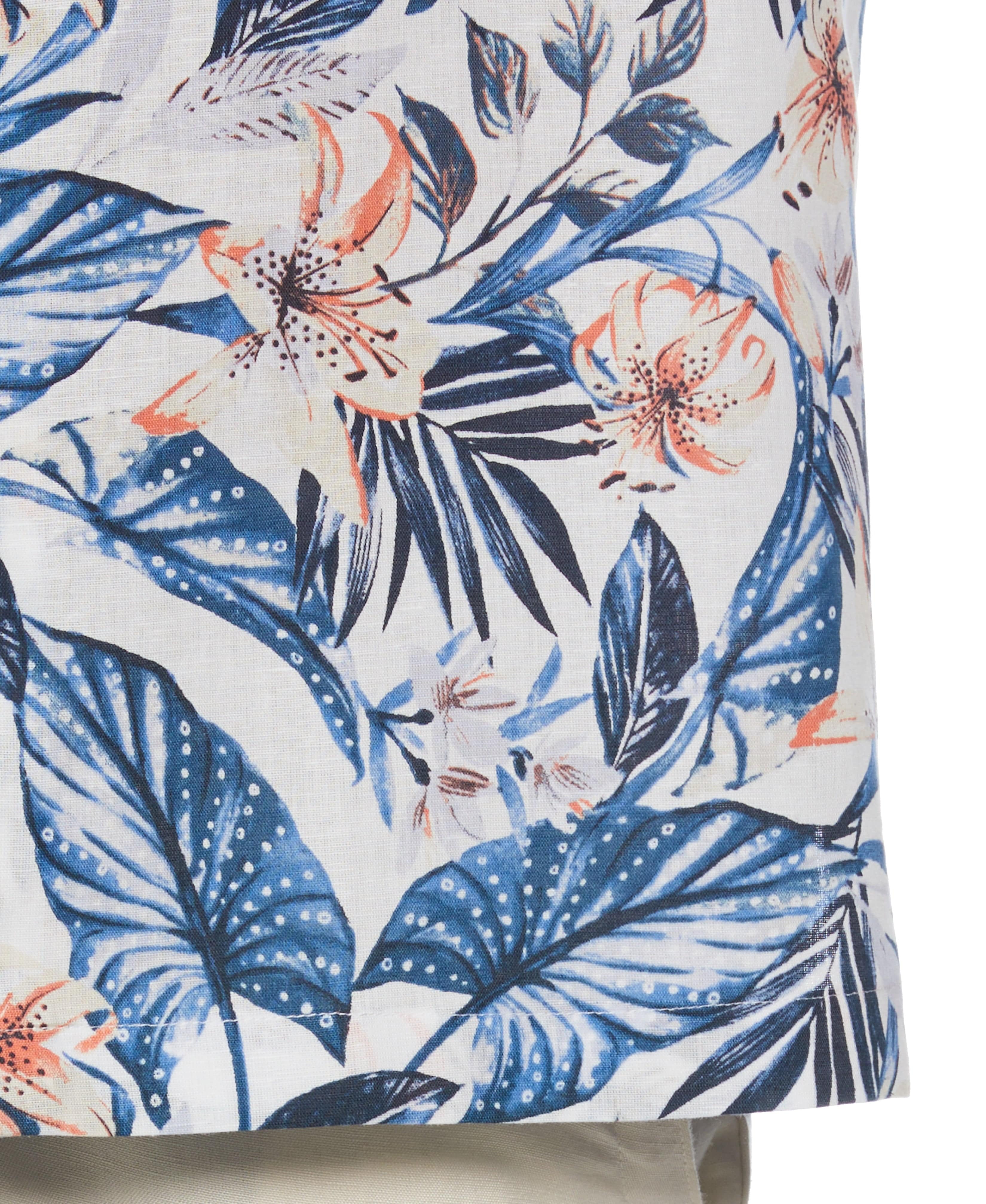 Big & Tall Linen Blend Floral Print Shirt - Image 4