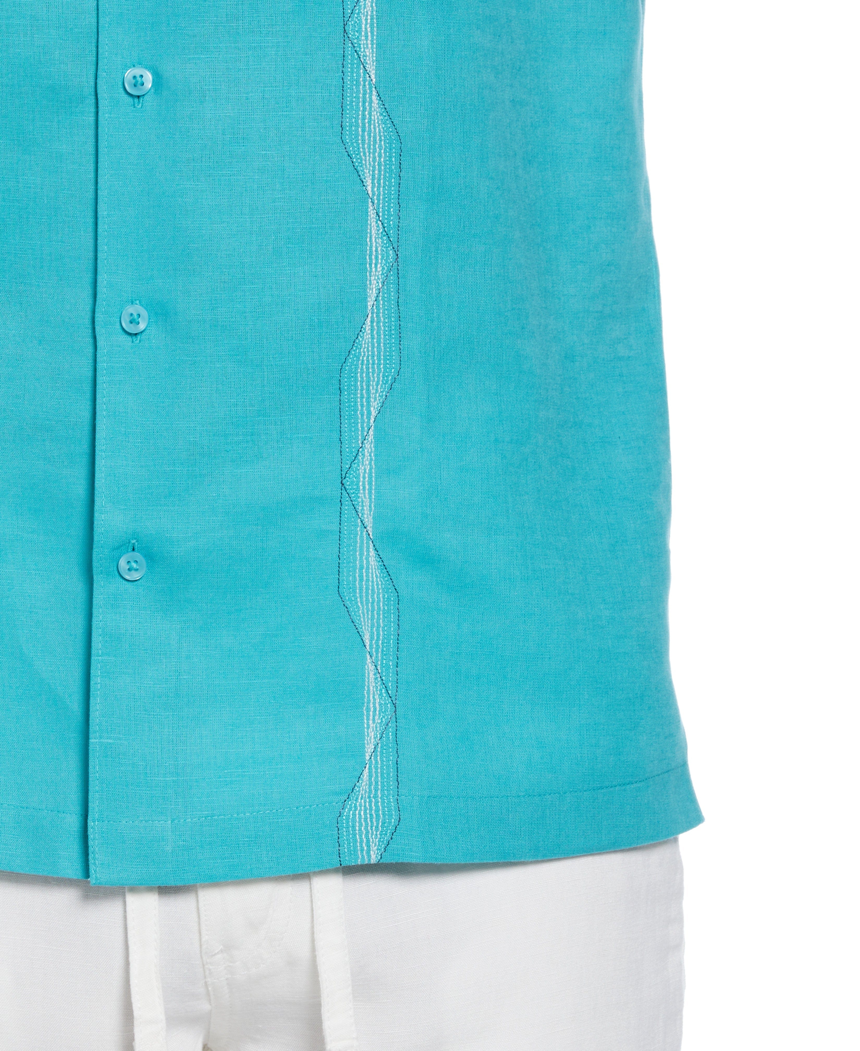 Linen Blend Geo Embroidered Panel Shirt - Image 4