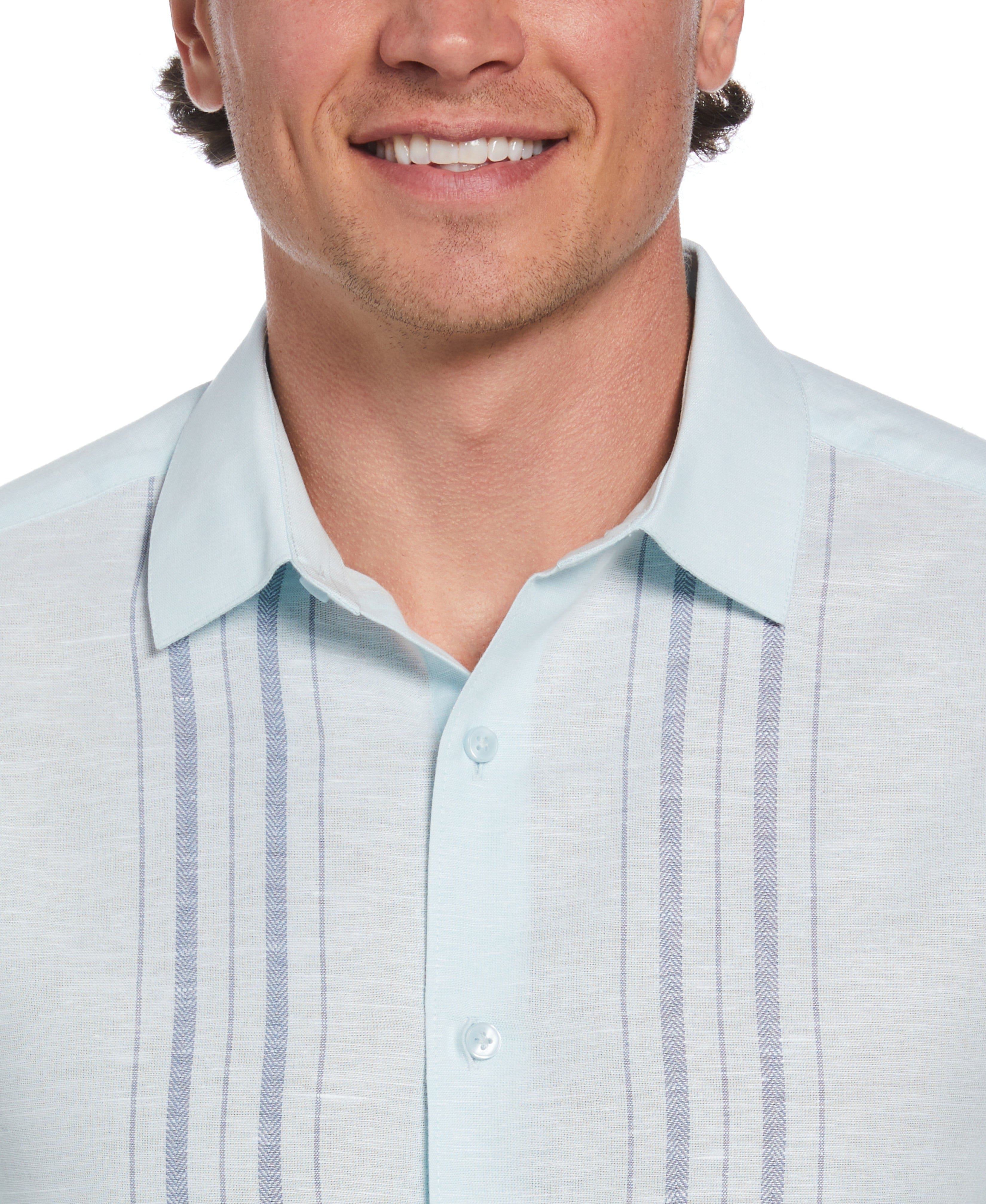 Linen Blend Herringbone Panel Shirt - Image 4