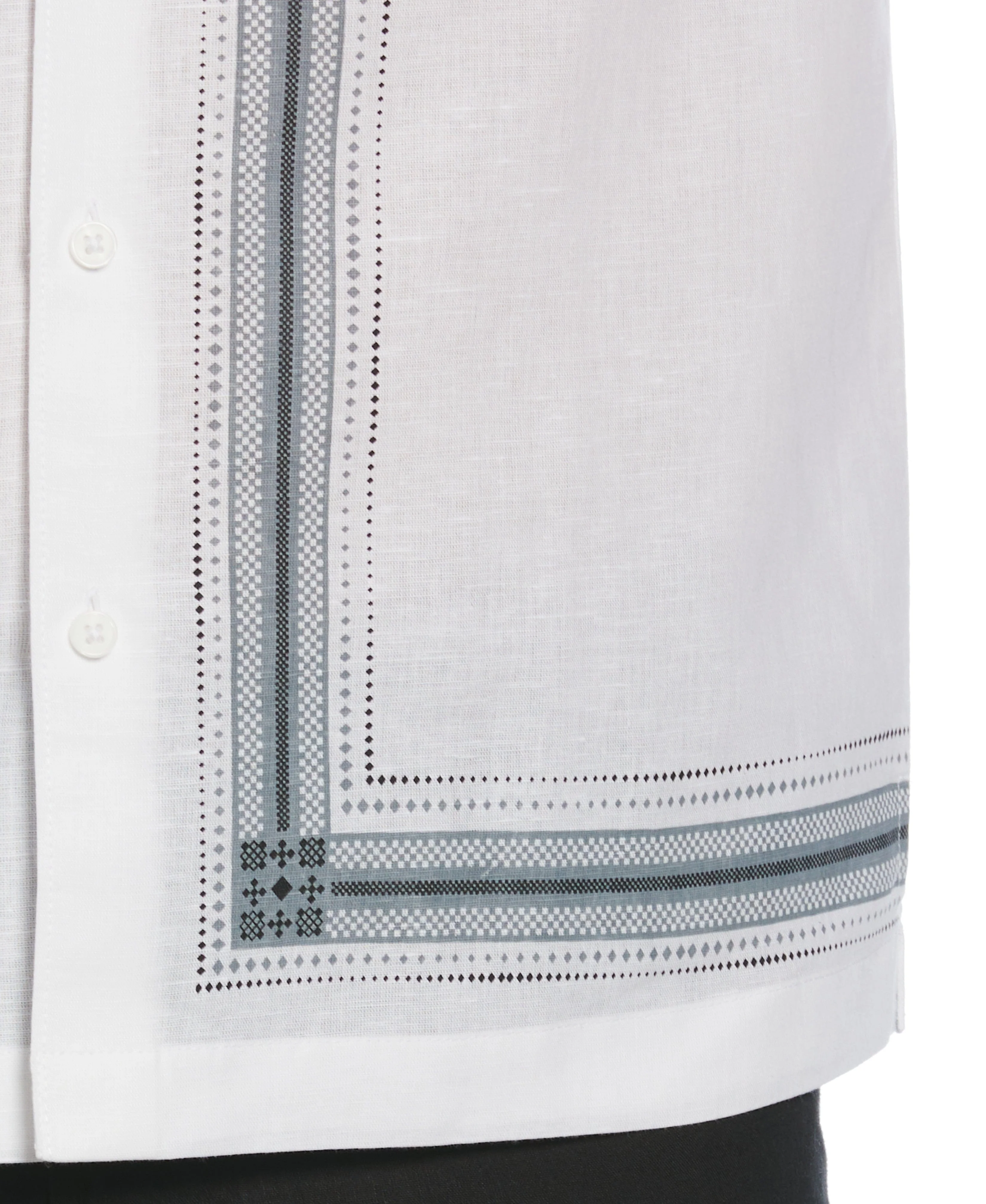 Linen Blend L-Shaped Deco Pattern Shirt - Image 4