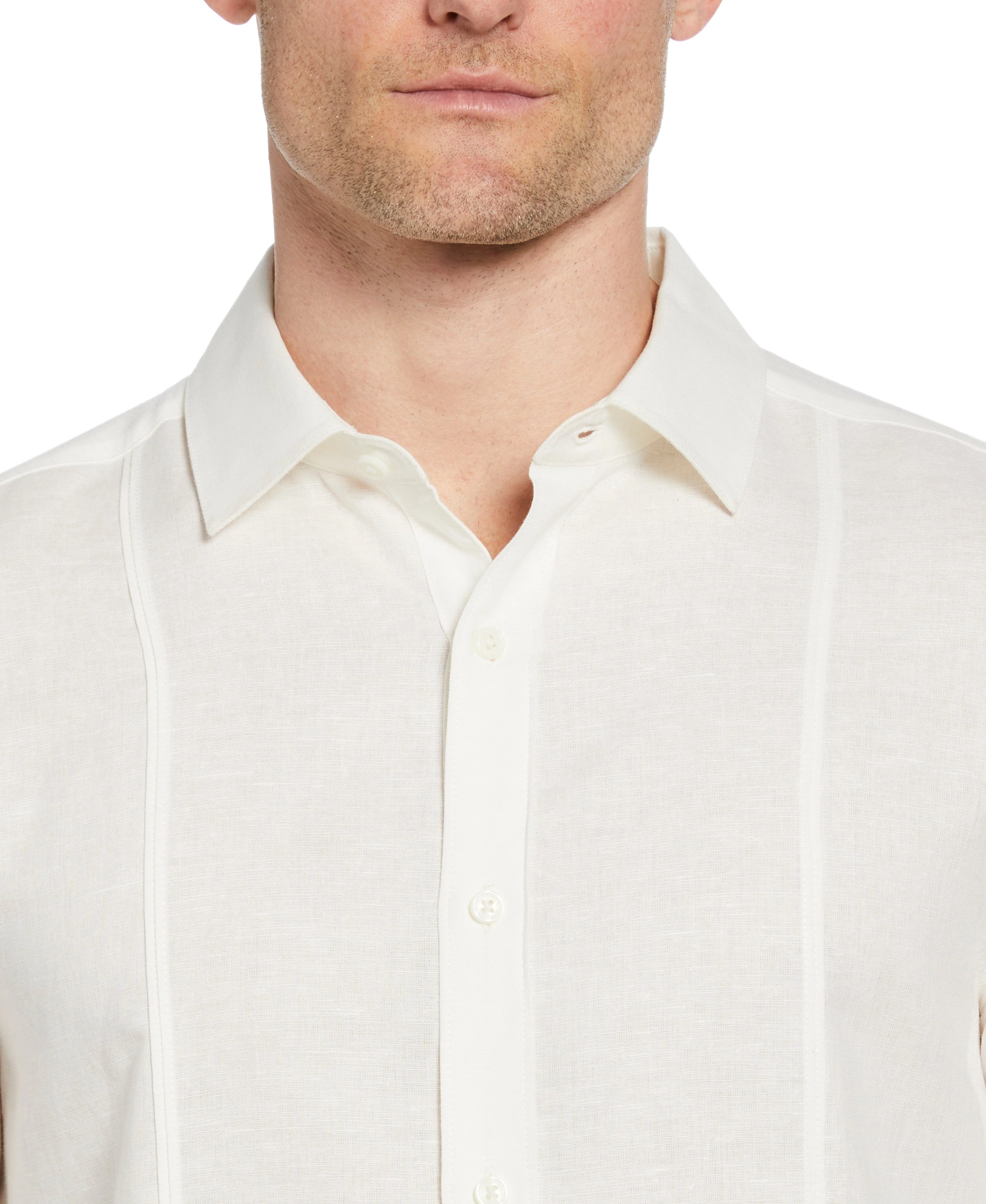 Linen-Blend Pintucks Guayabera Shirt - Image 3