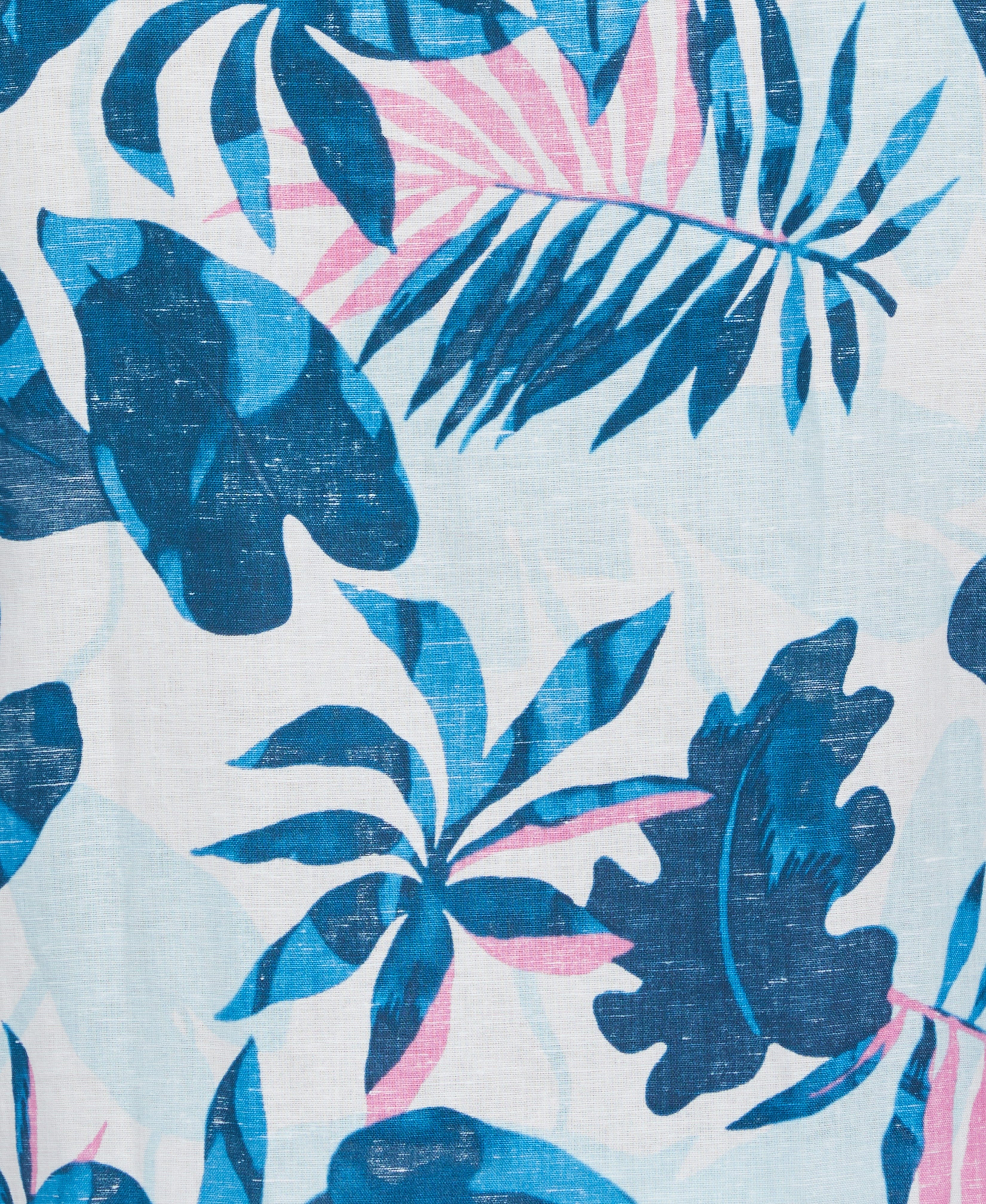 Linen Blend Reverse Tropical Print Shirt - Image 5