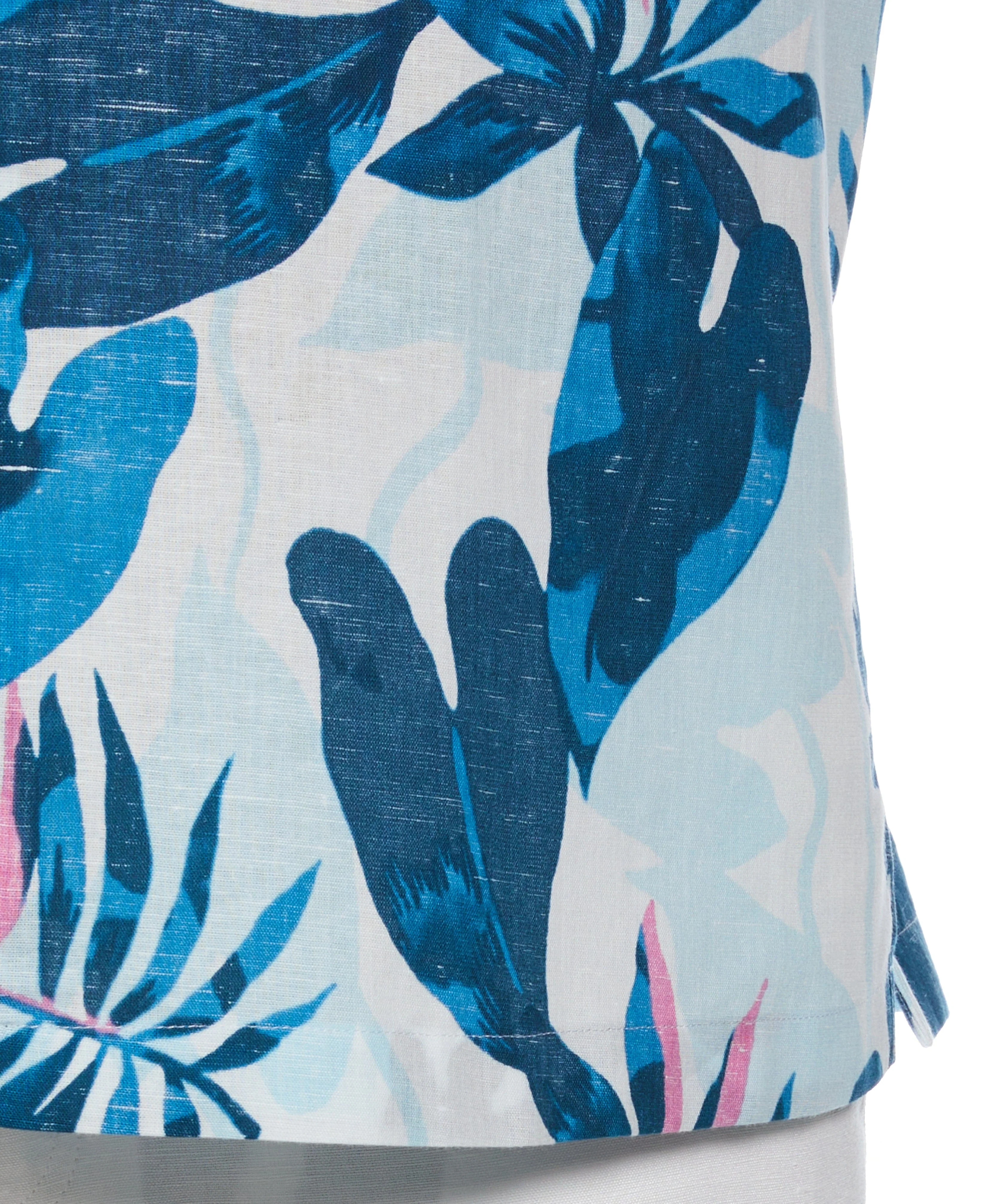 Big & Tall Linen Blend Reverse Tropical Print Shirt - Image 4