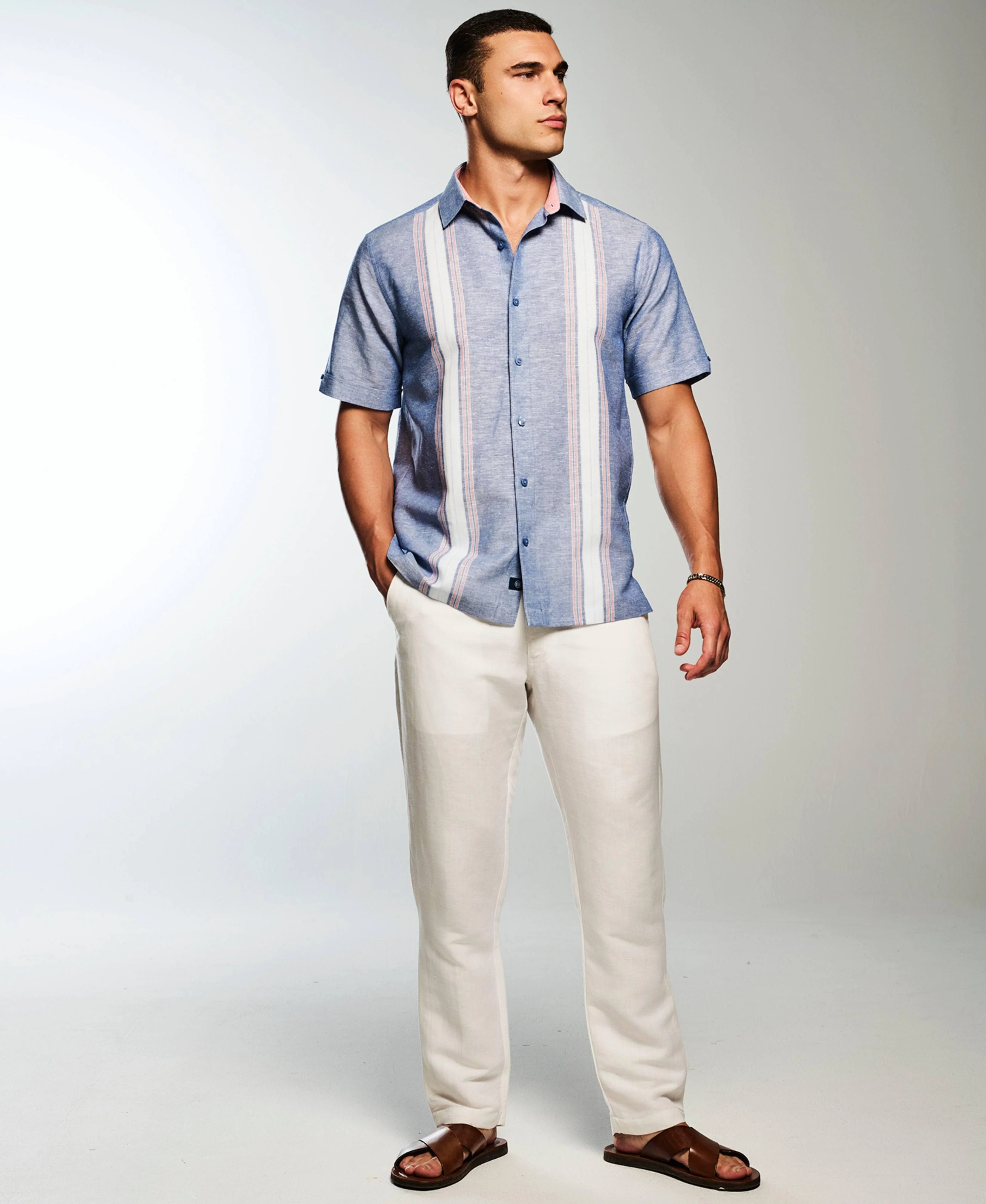 Linen Blend Textured Panel Shirt - Image 3