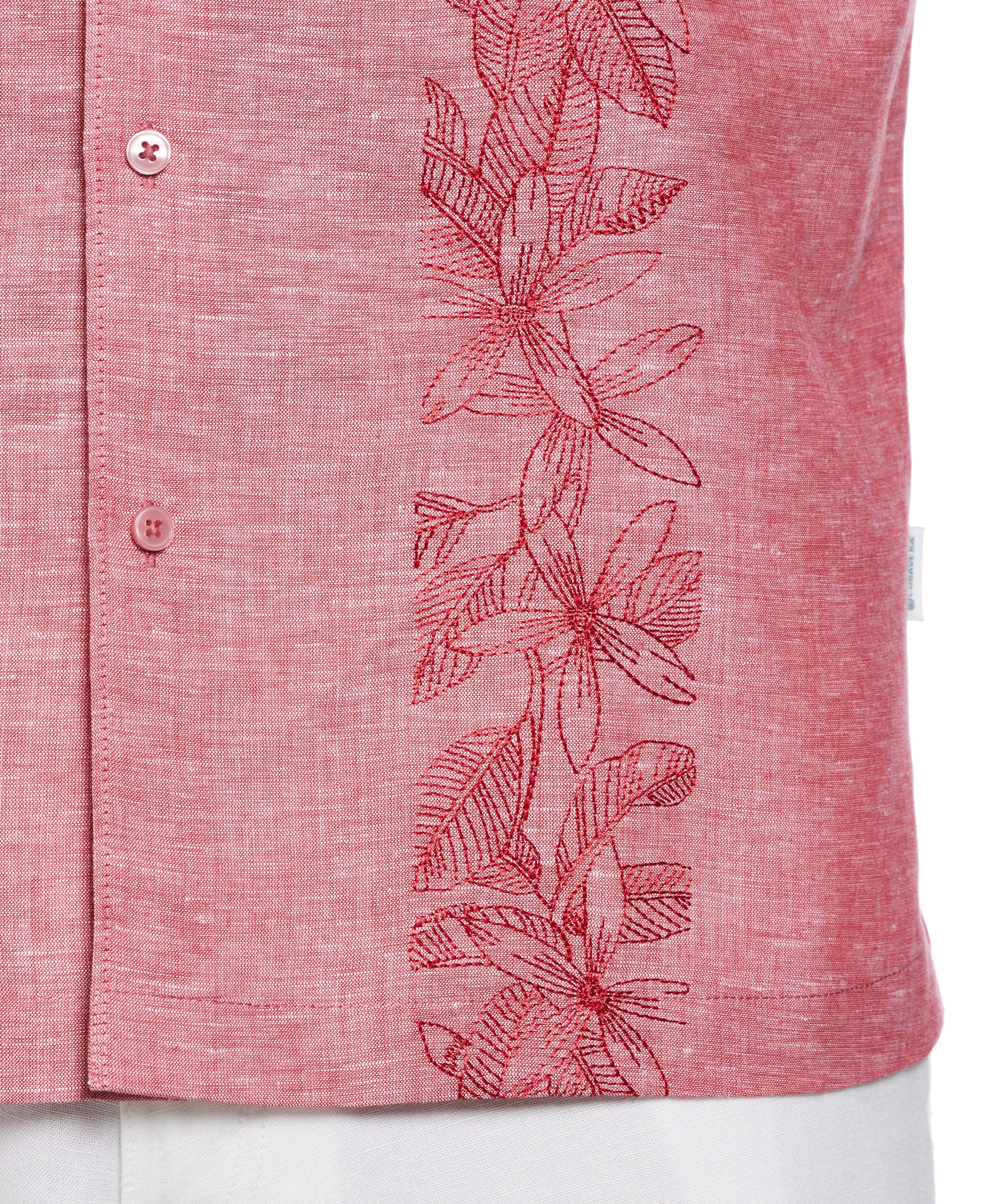 Linen Blend Tropical Embroidery Panel Shirt - Image 3
