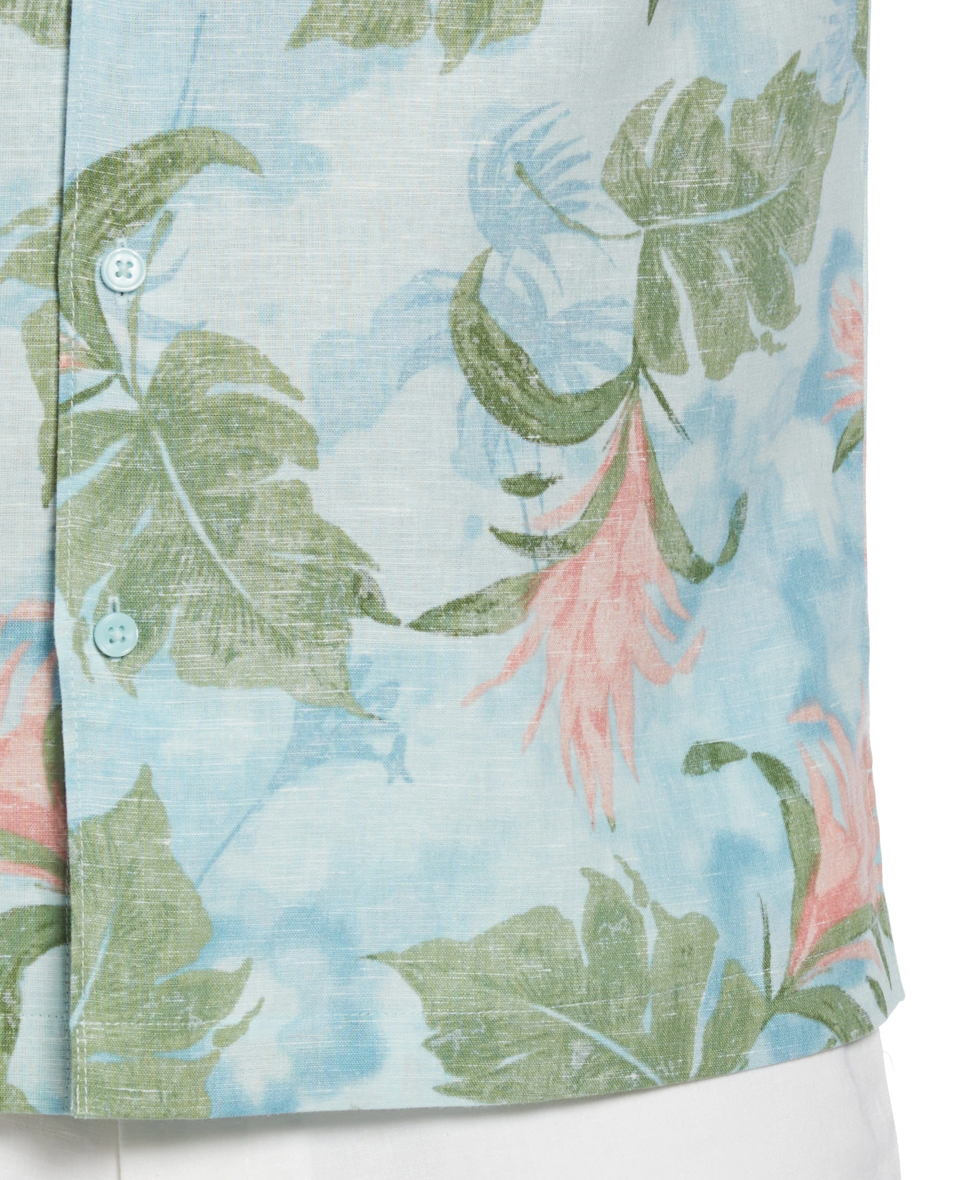 Linen Blend Tropical Floral Print Shirt - Image 5
