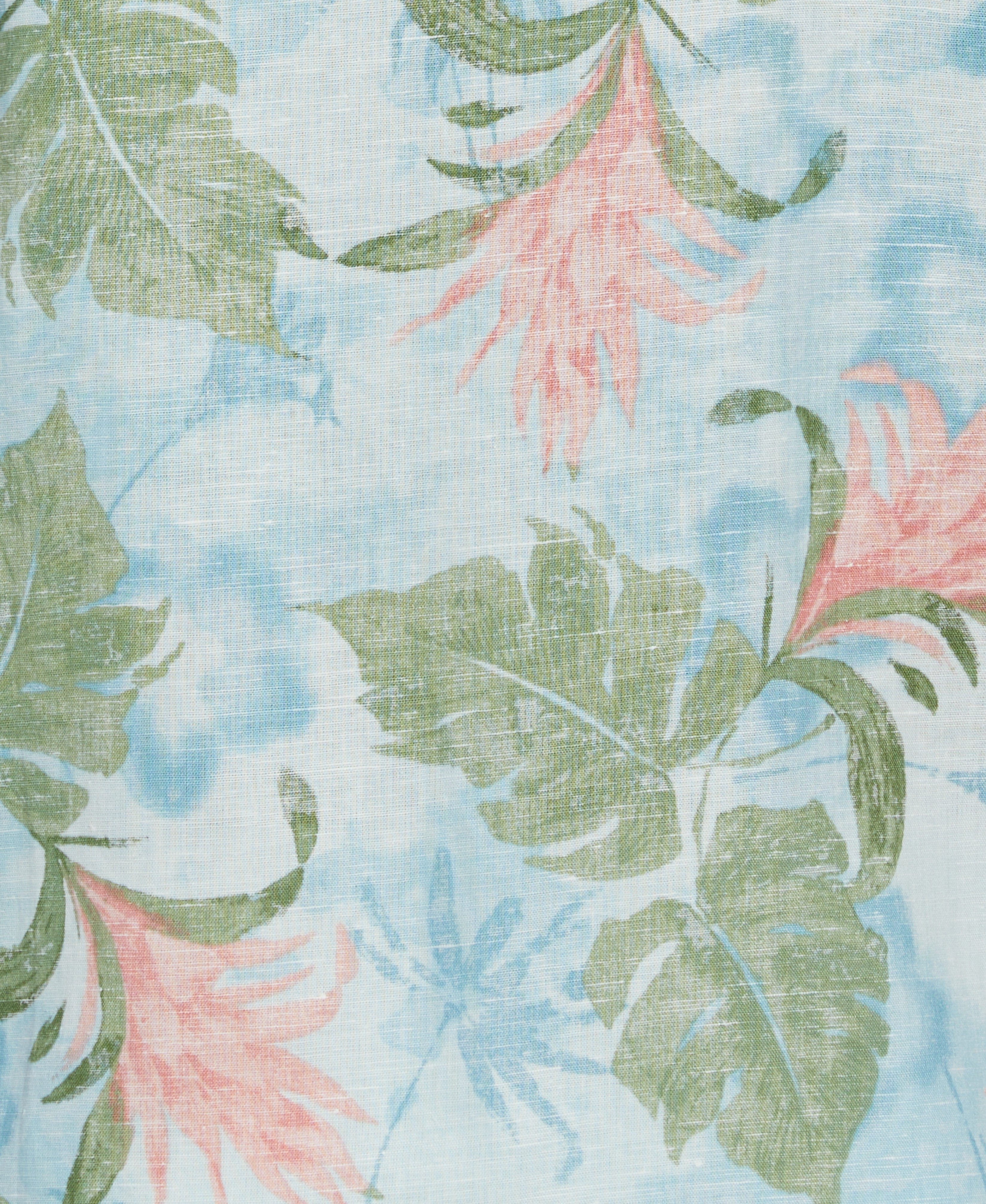 Big & Tall Linen Blend Tropical Floral Print Shirt - Image 5