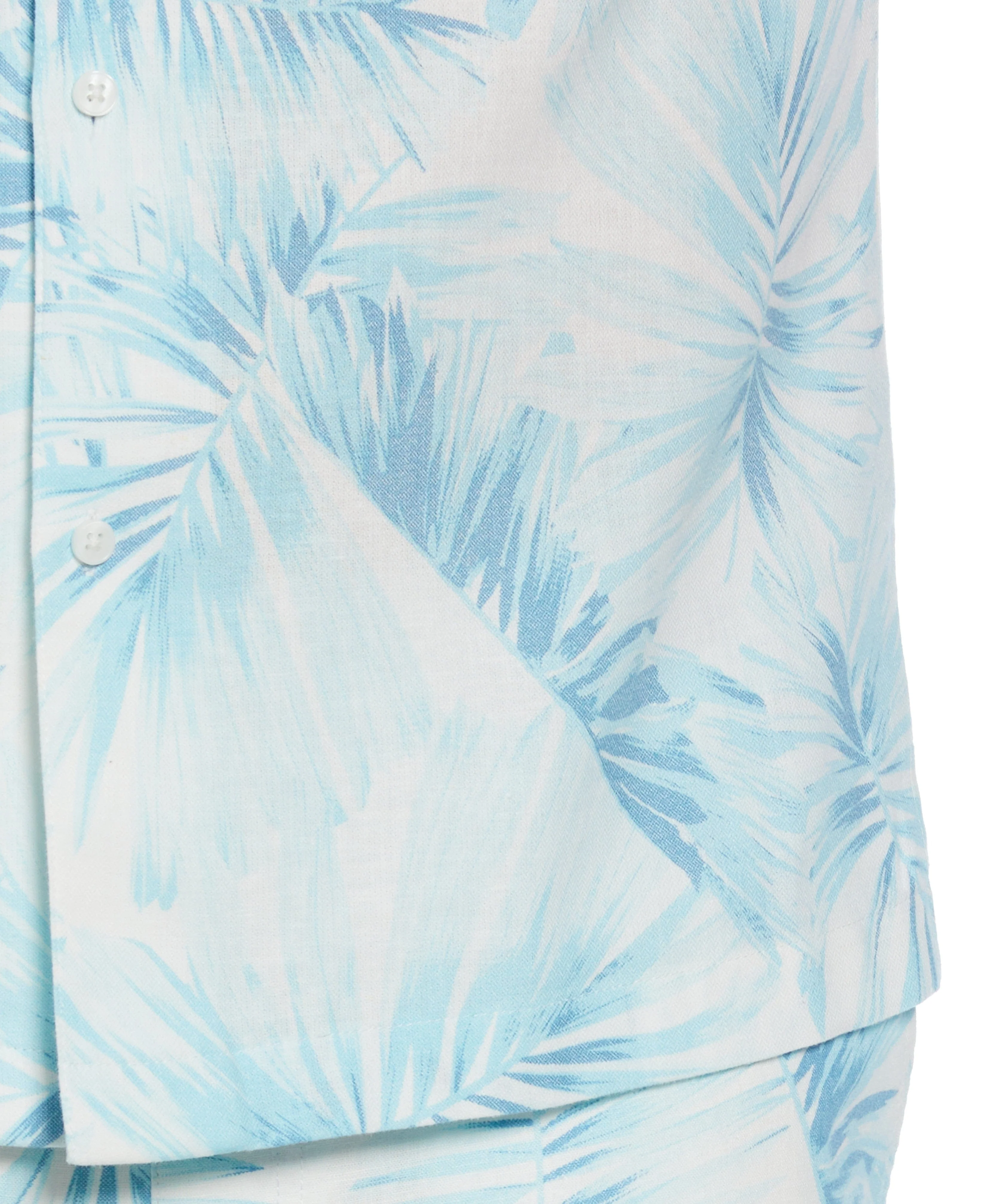 Linen Blend Tropical Palm Print Shirt - Image 5