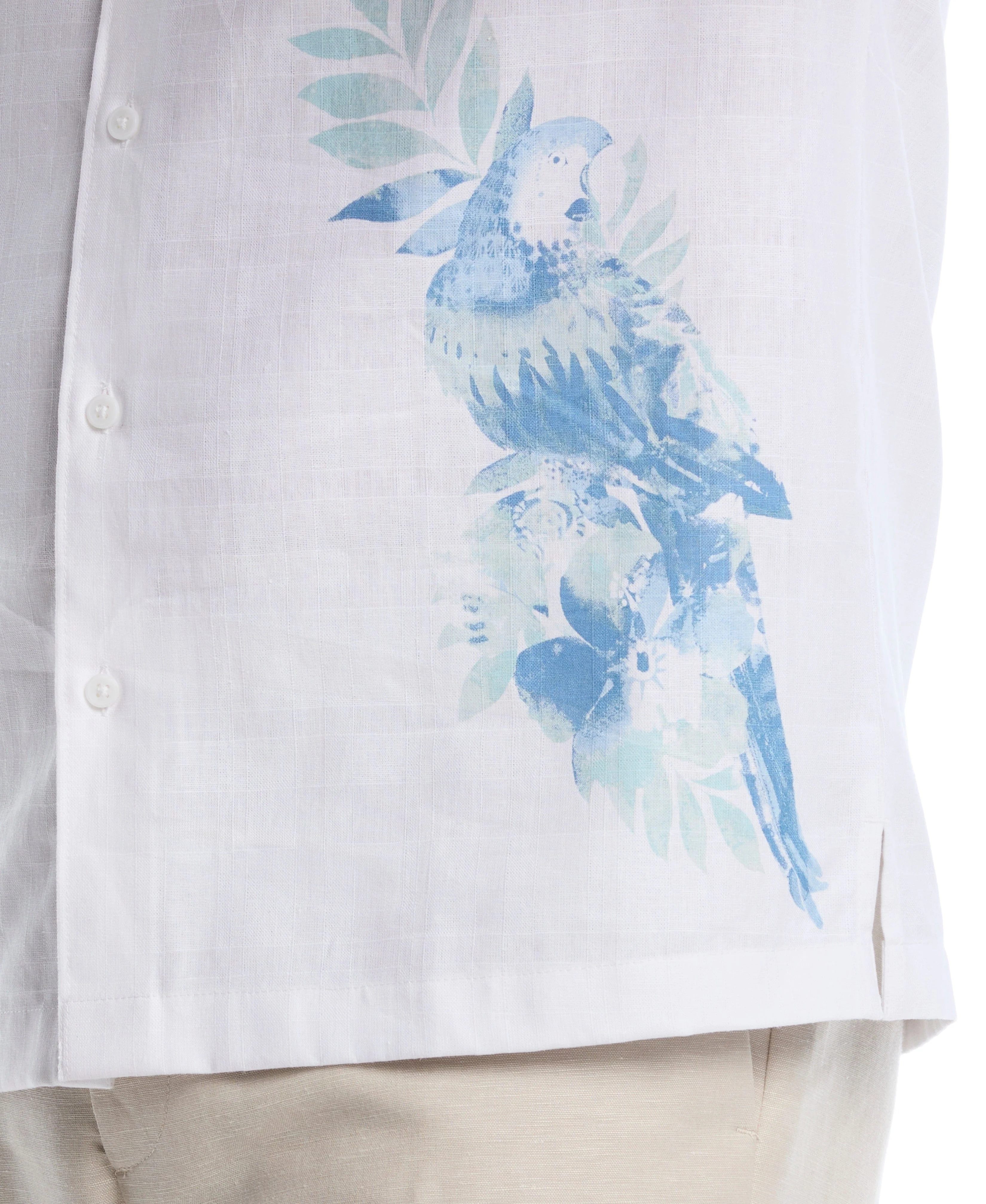 Linen Blend Tropical Print Shirt - Image 4