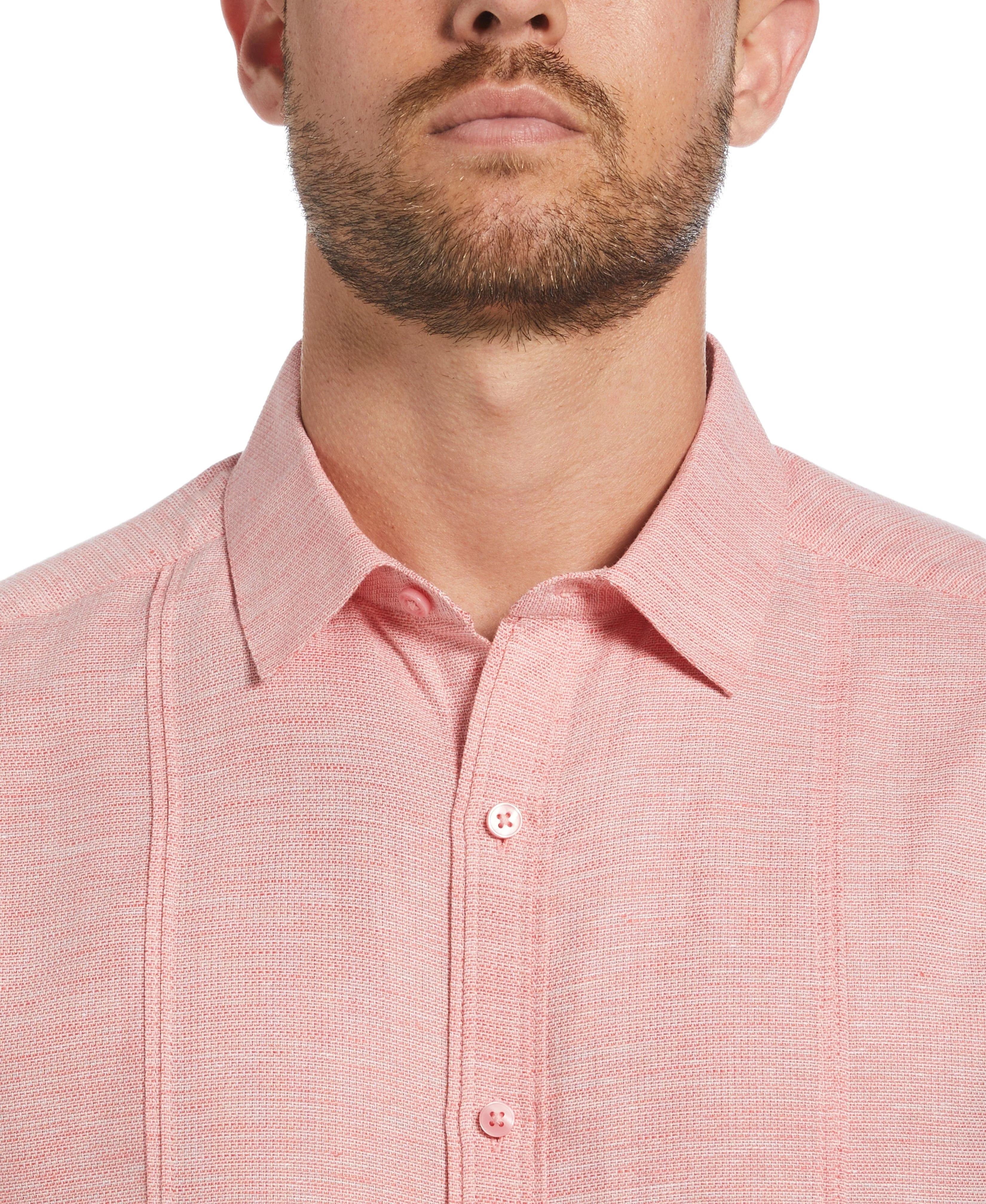 Linen Blend Tuck Panel Dobby Shirt - Image 3