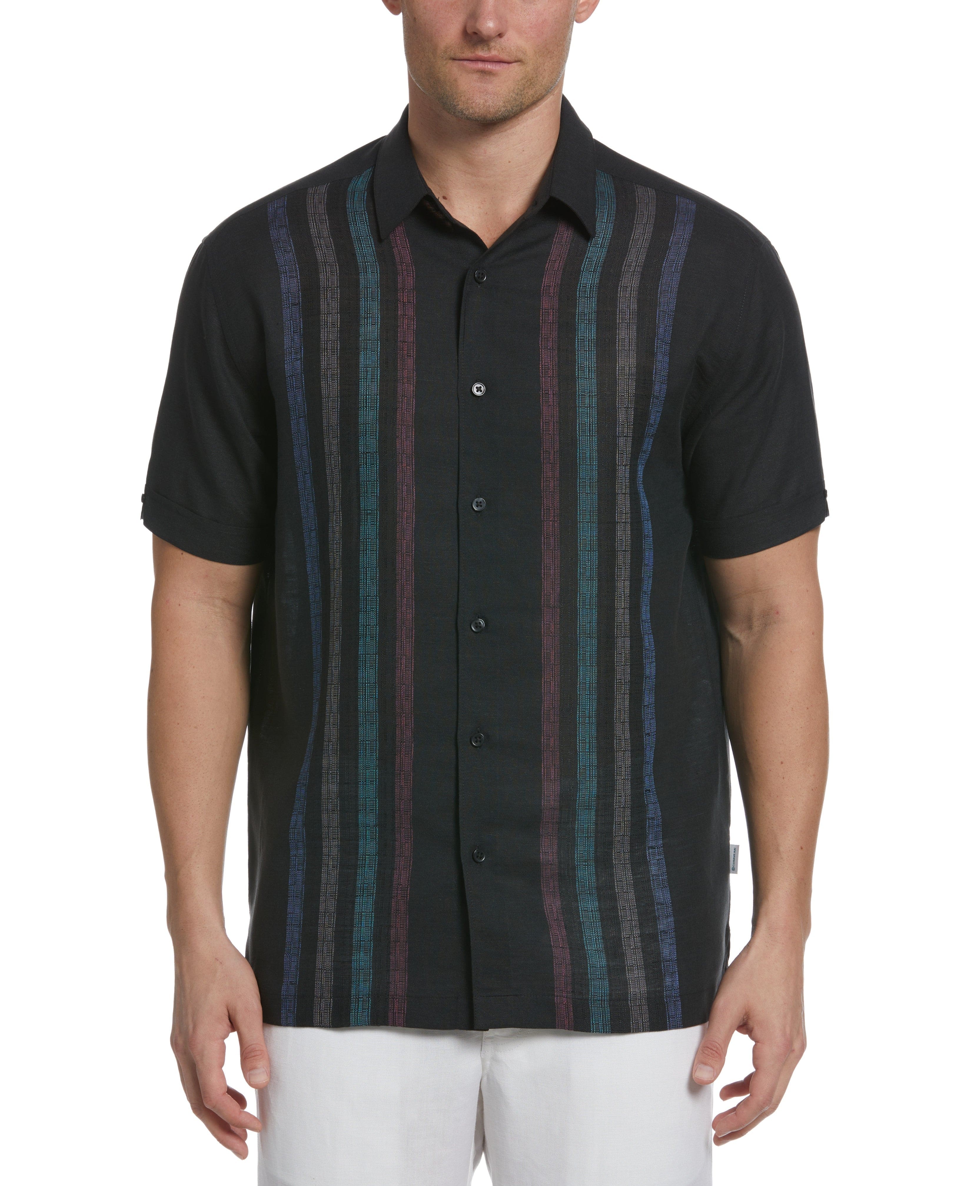 Linen Blend Yarn Dye Panel Shirt