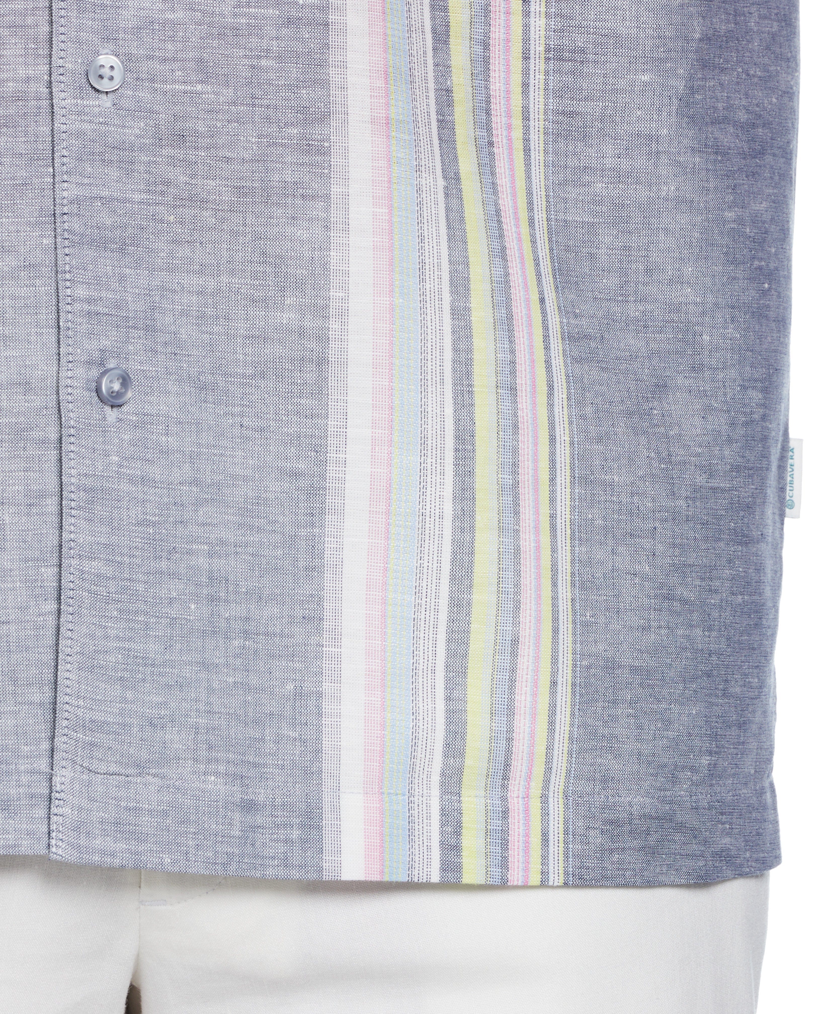 Big & Tall Linen Blend Yarn Dye Panel Shirt - Image 3