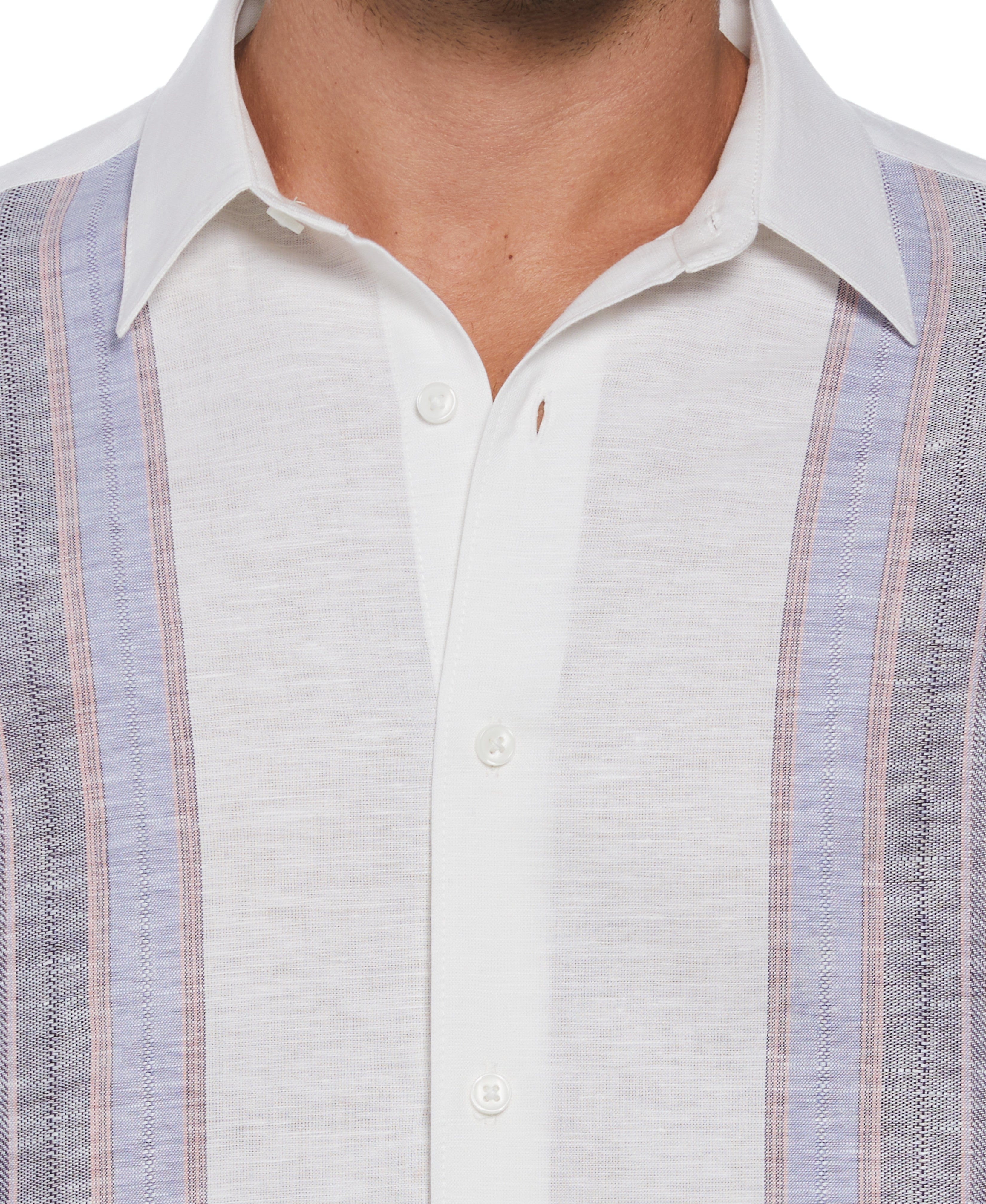 Linen Blend Yarn Dye Panel Shirt - Image 3