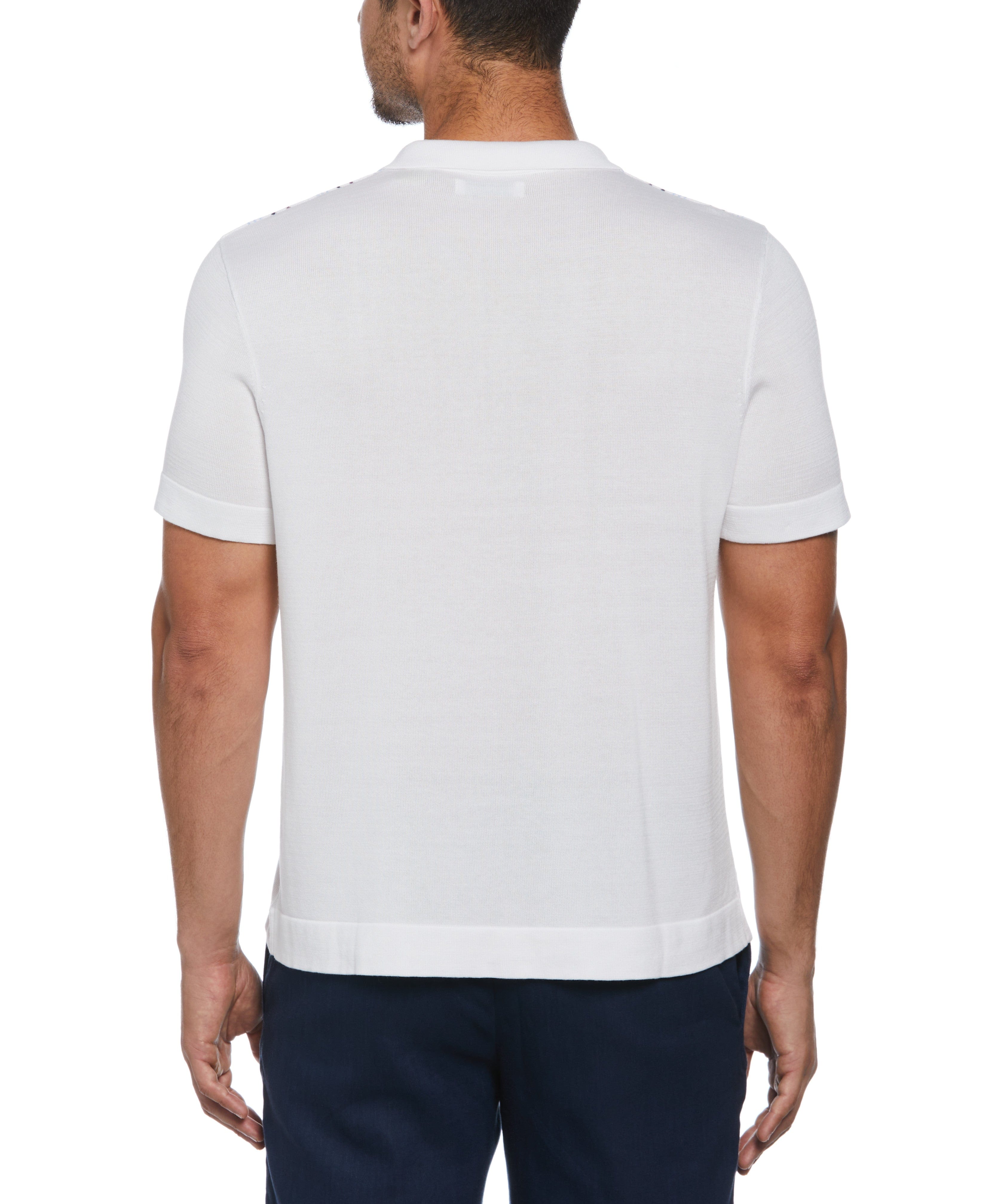 Striped Johnny Collar Polo Sweater - Image 2