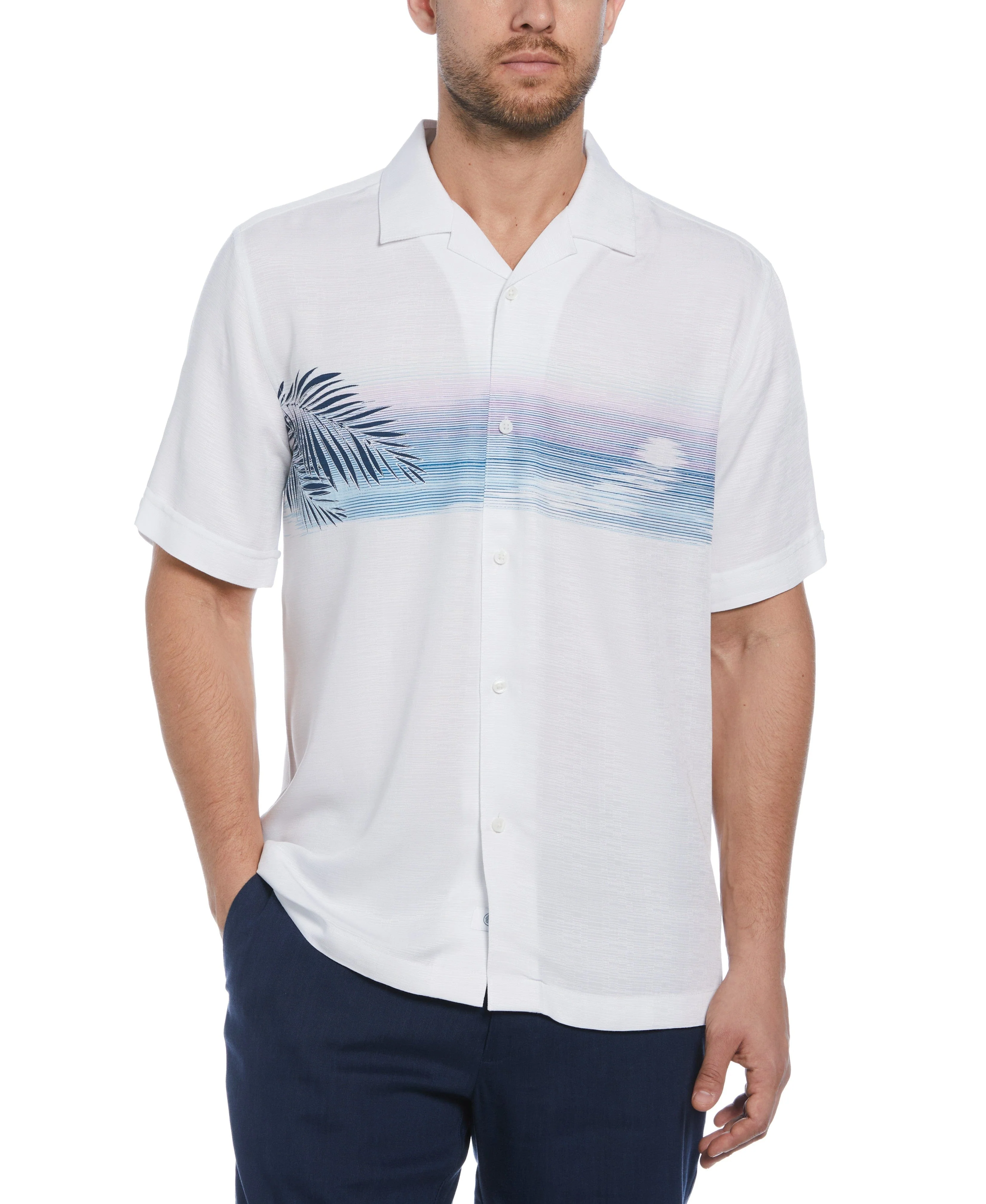 Sunset Chest Print Cuban Collar Shirt