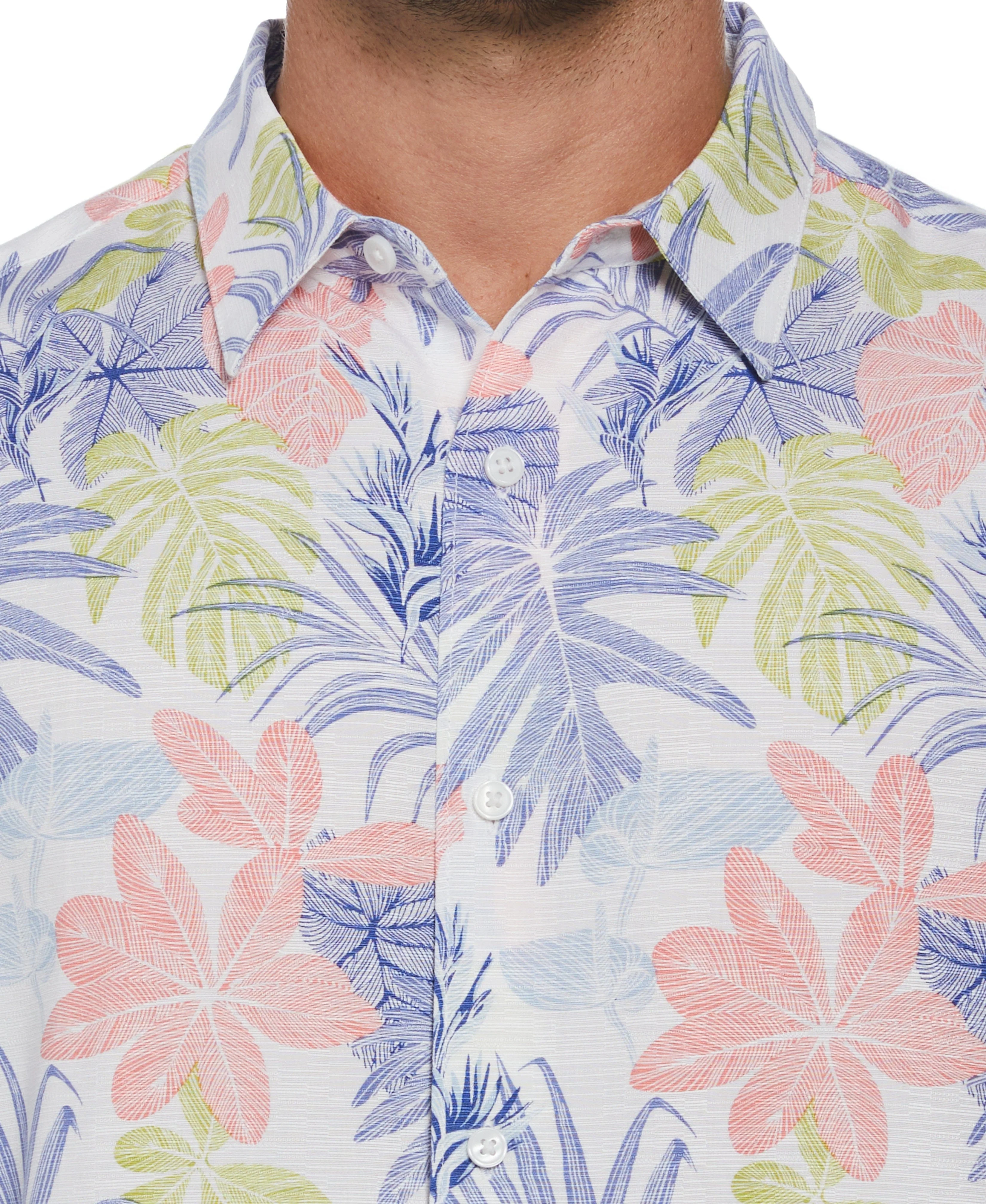 Textured Floral Leaf Print Shirt - Image 3