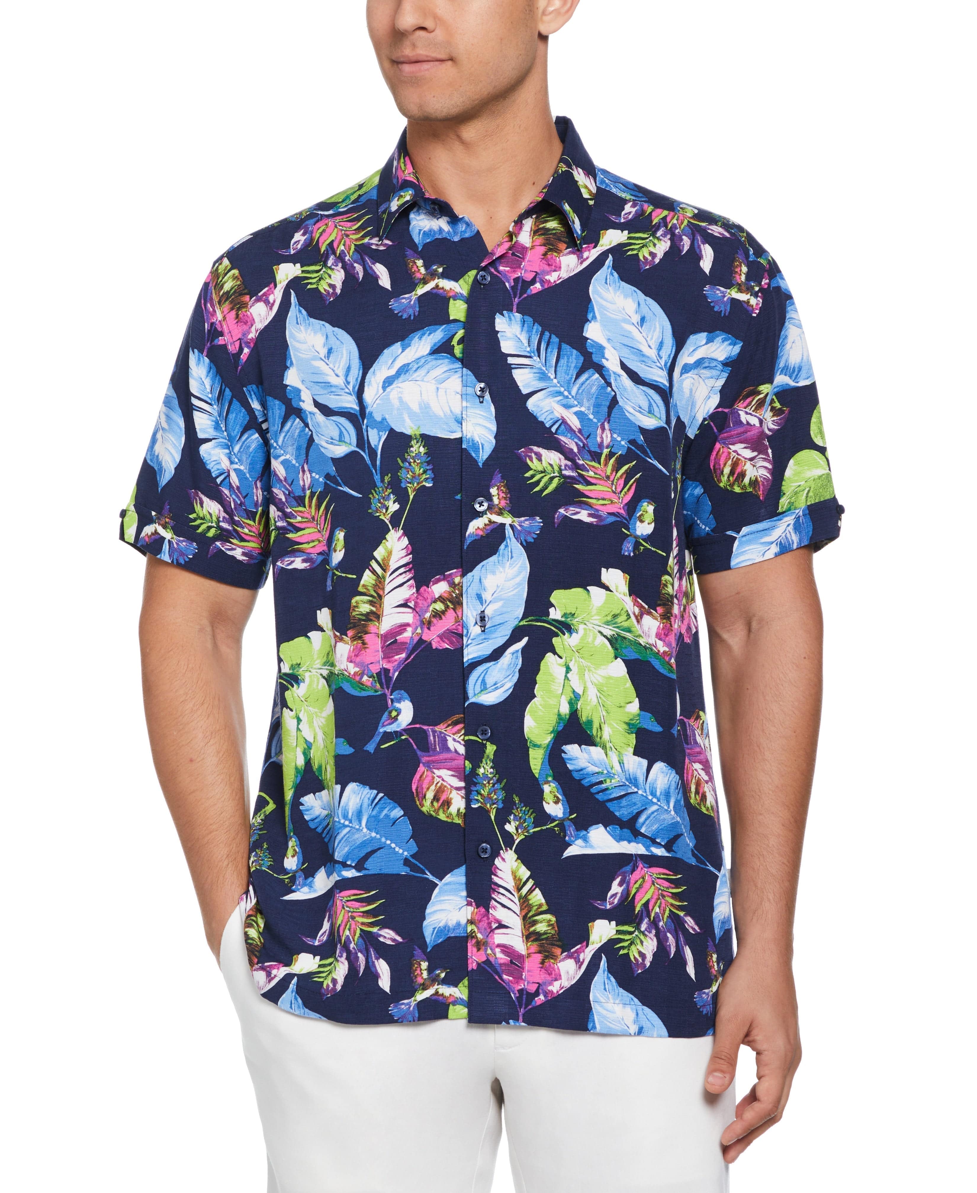 Big & Tall Textured Leaf Print Shirt