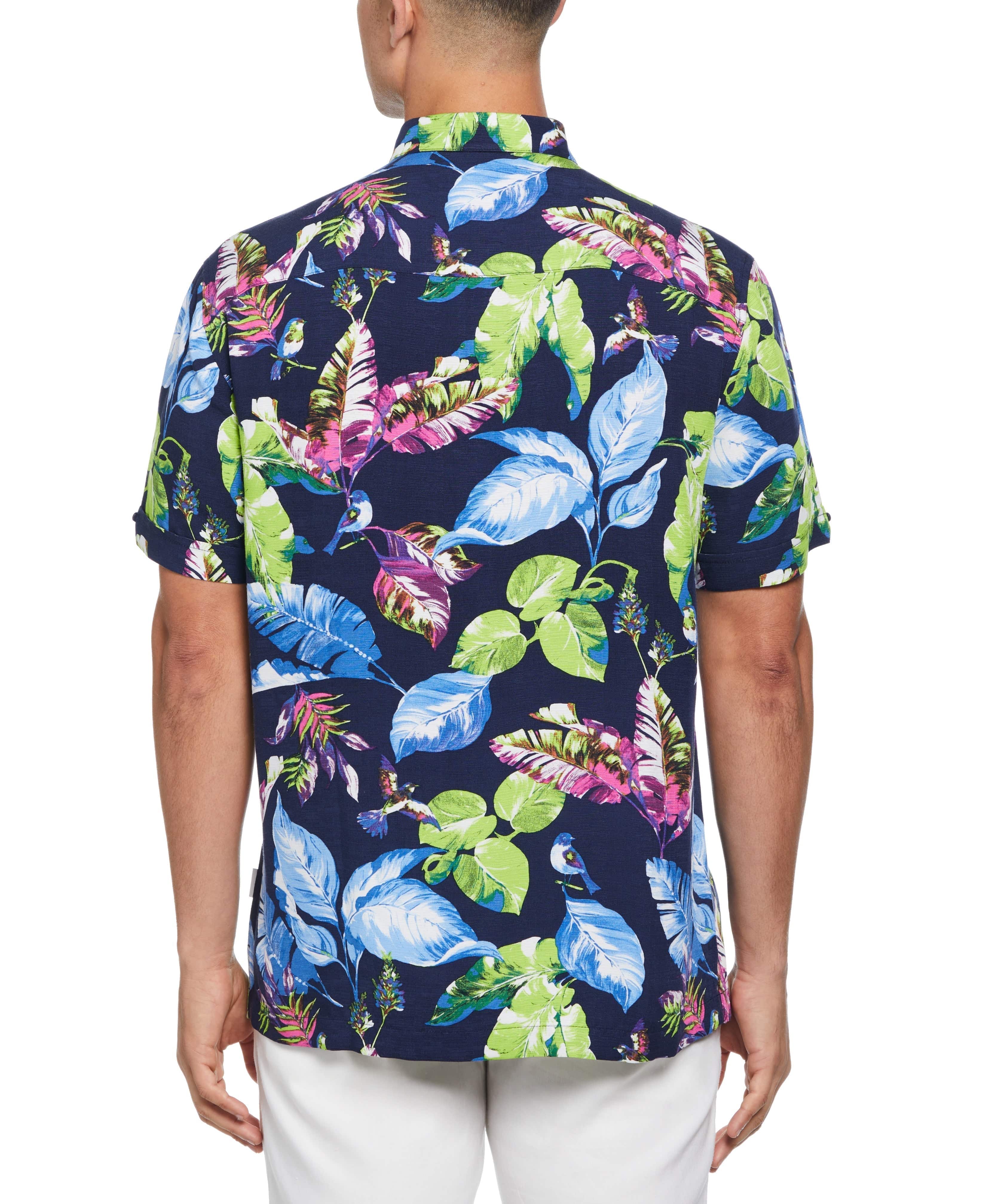 Big & Tall Textured Leaf Print Shirt - Image 2