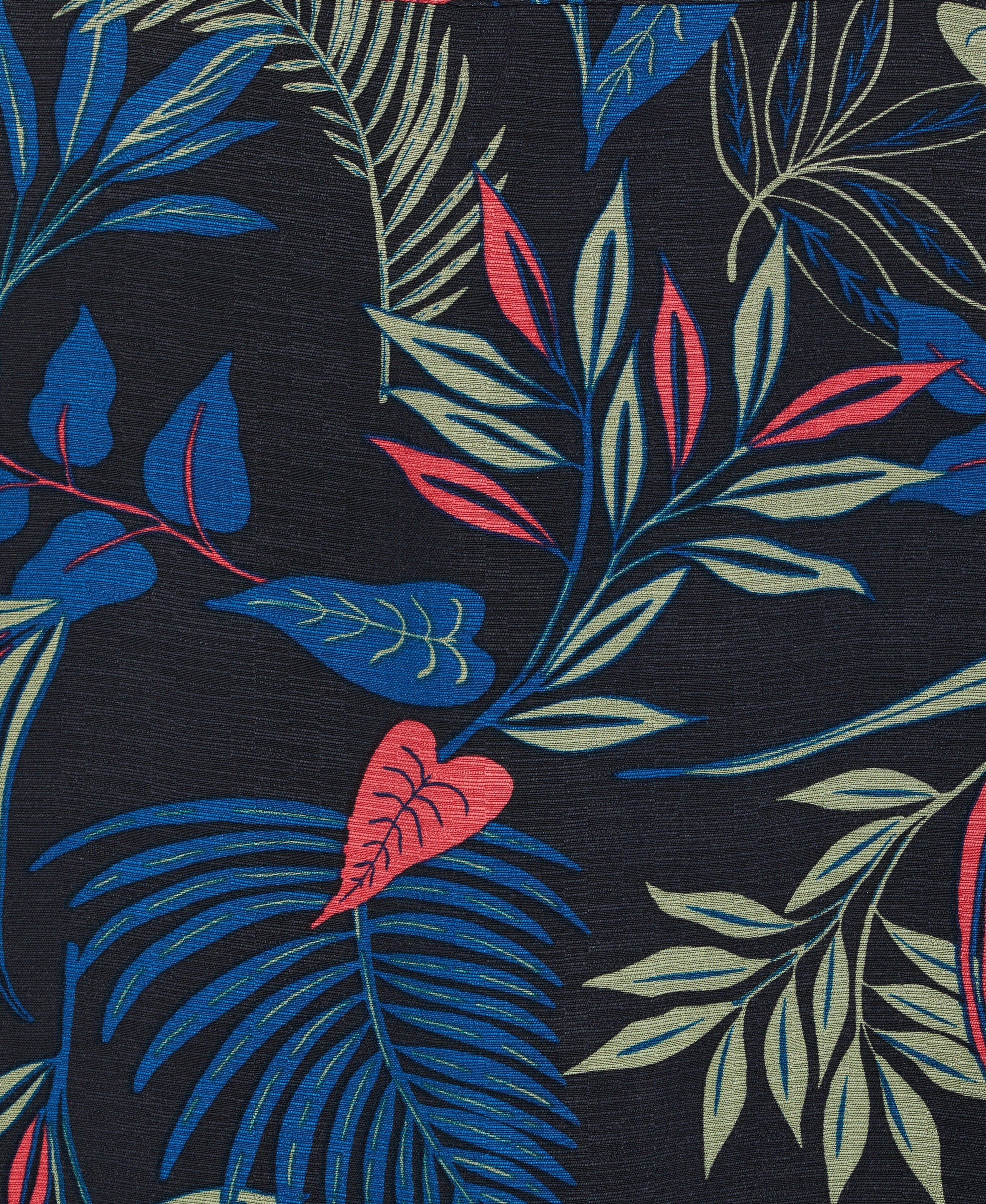 Big & Tall Textured Tropical Print Cuban Collar Shirt - Image 3