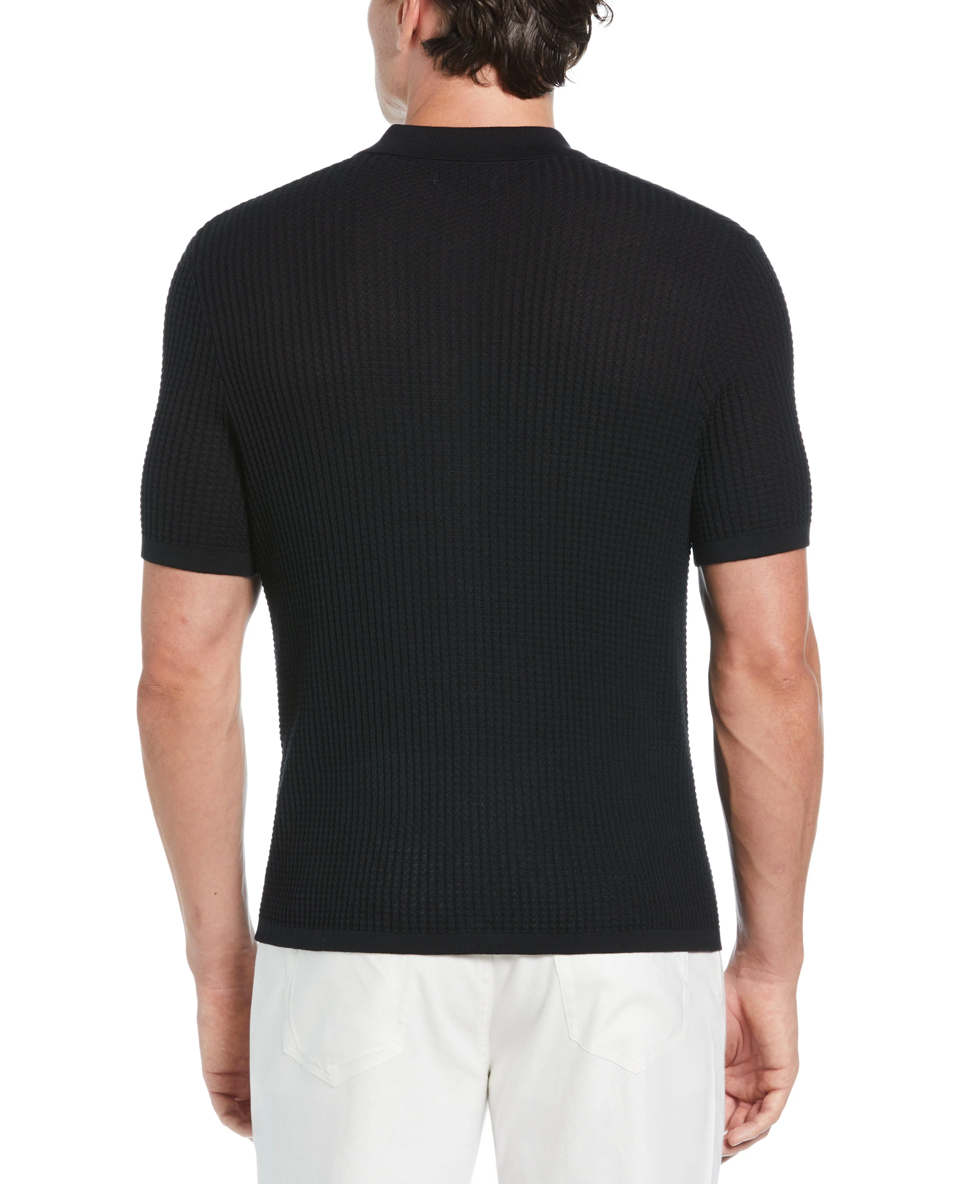 Tipped Textured Knit Sweater Shirt - Image 3